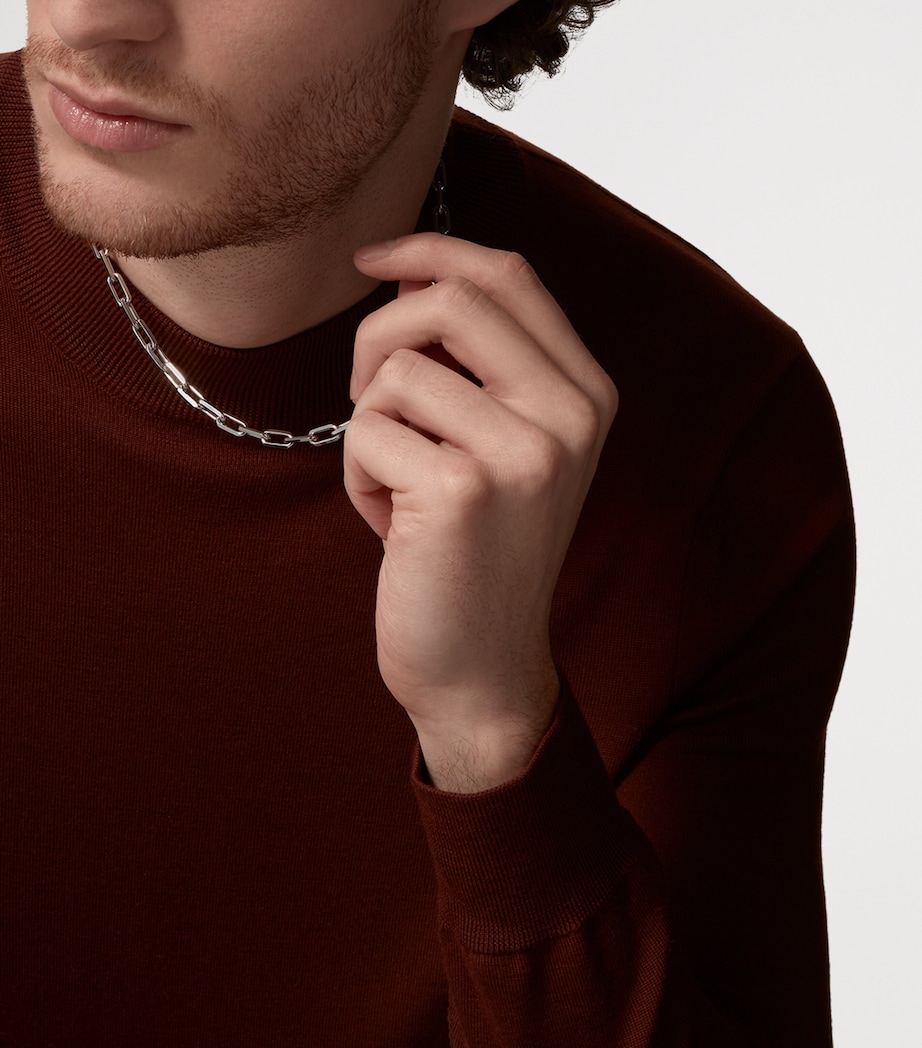 Medium Santos de Cartier Chain Necklace WHITE GOLD Image 2