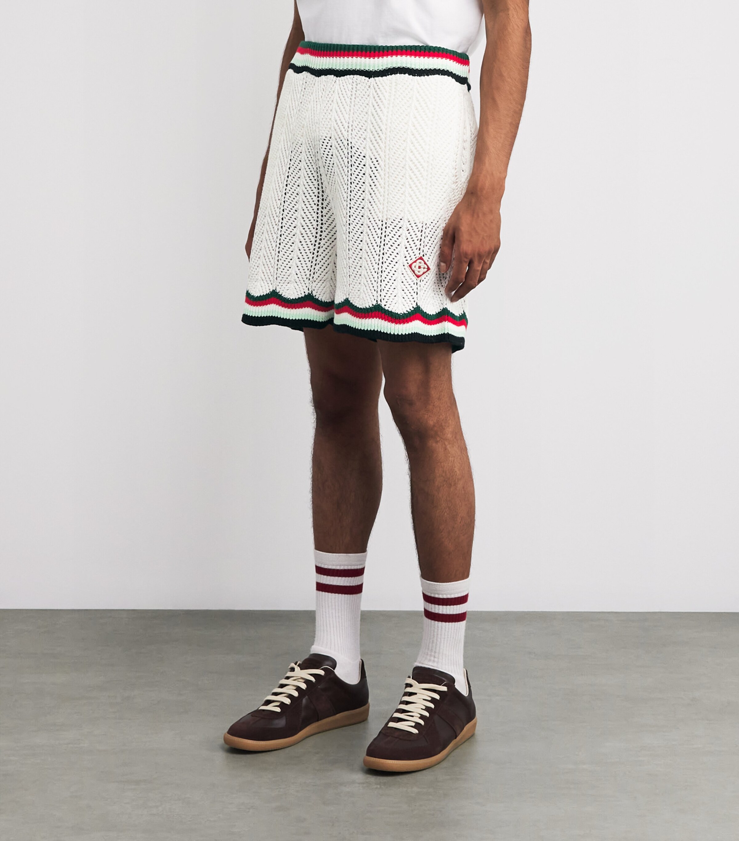 Cotton Chevron Crochet Shorts WHITE Image 3