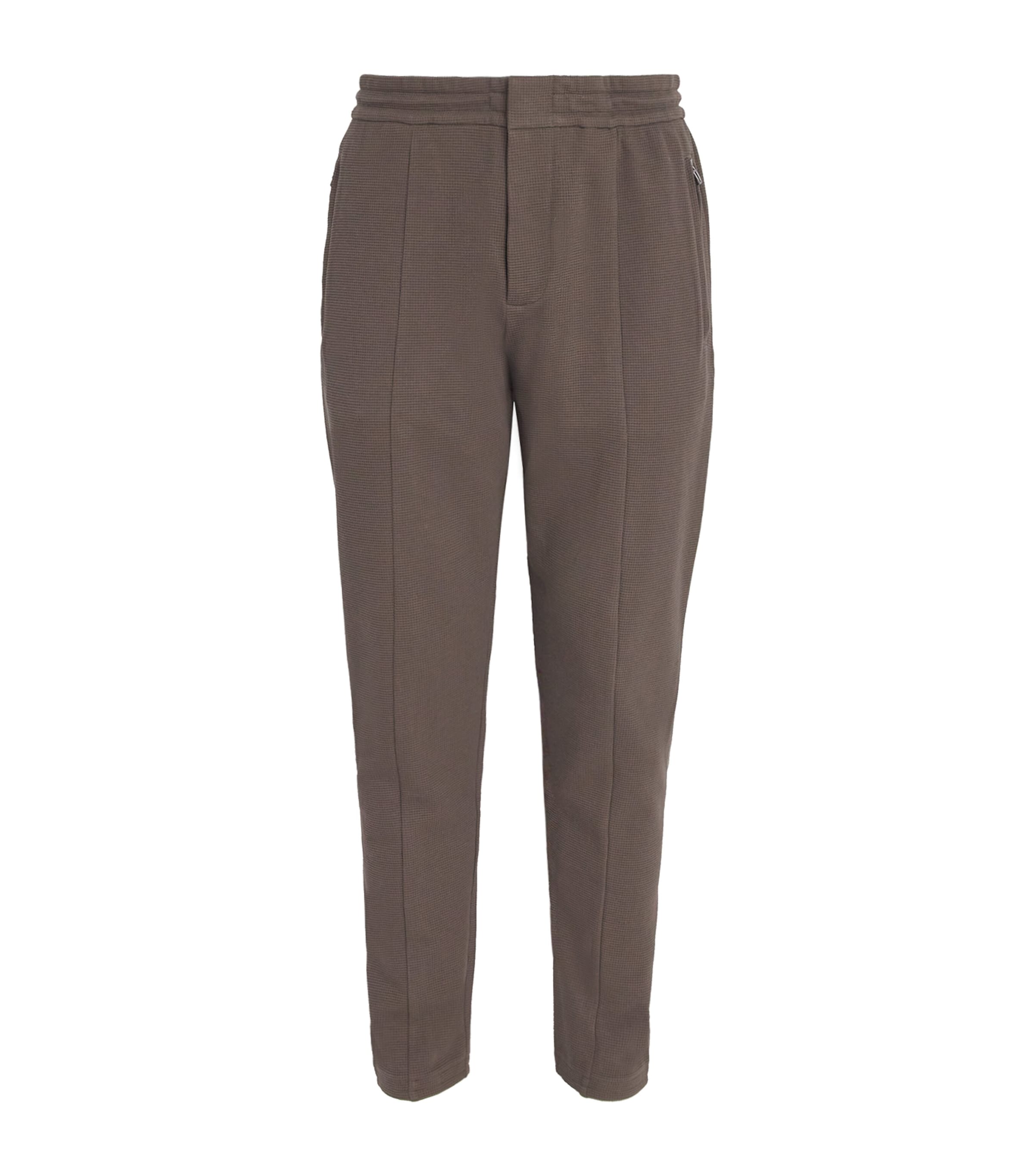 Emporio Armani Waffle-knit Straight Sweatpants In Brown