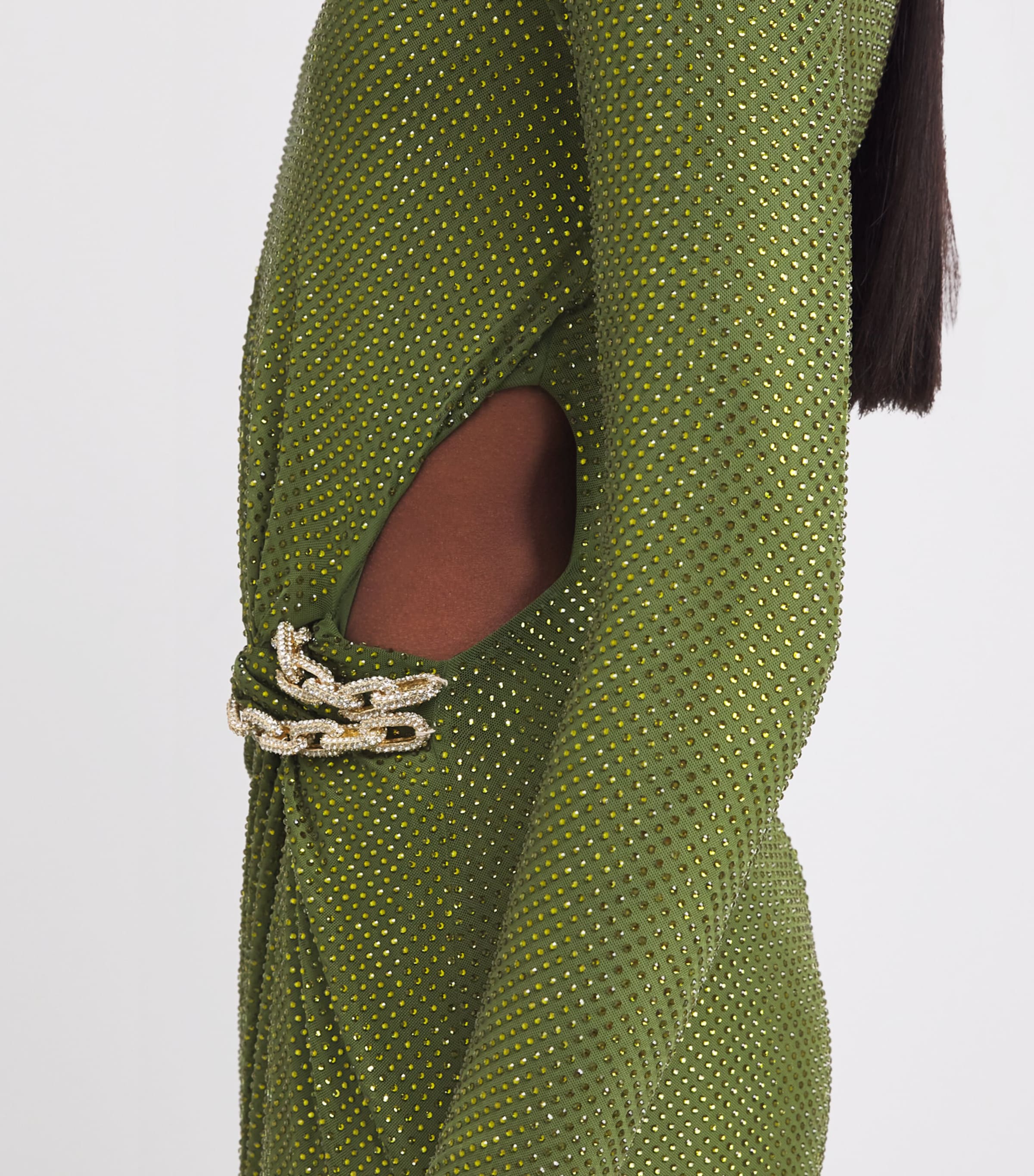 Rhinestone-Embellished Maxi Dress GREEN Image 6