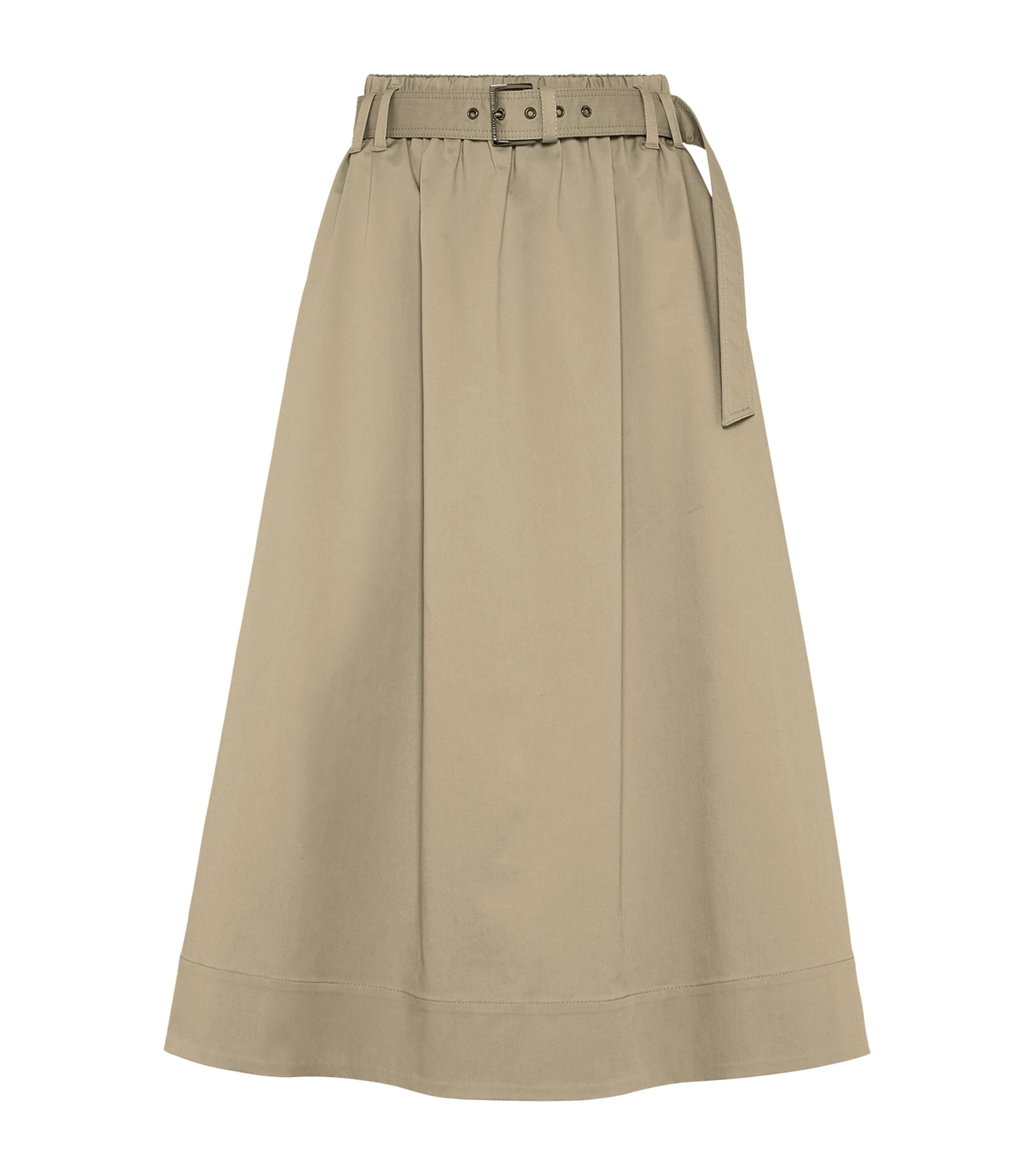 Brunello Cucinelli Stretch Cotton Long Skirt With Maxi Hem In Brown