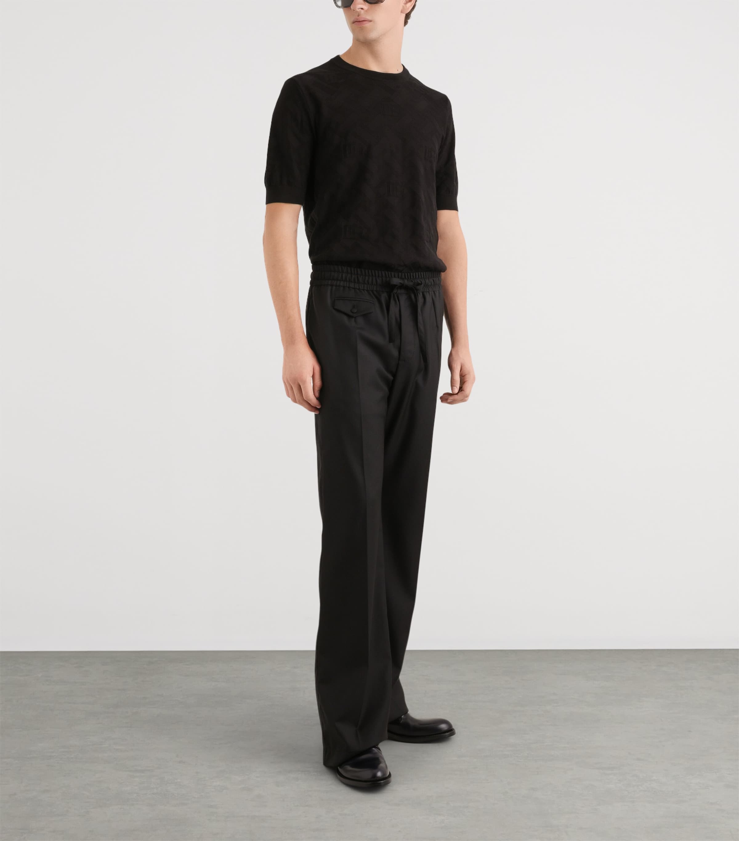 Dolce&Gabbana Mens Silk Jacquard T-Shirt Black Image 2