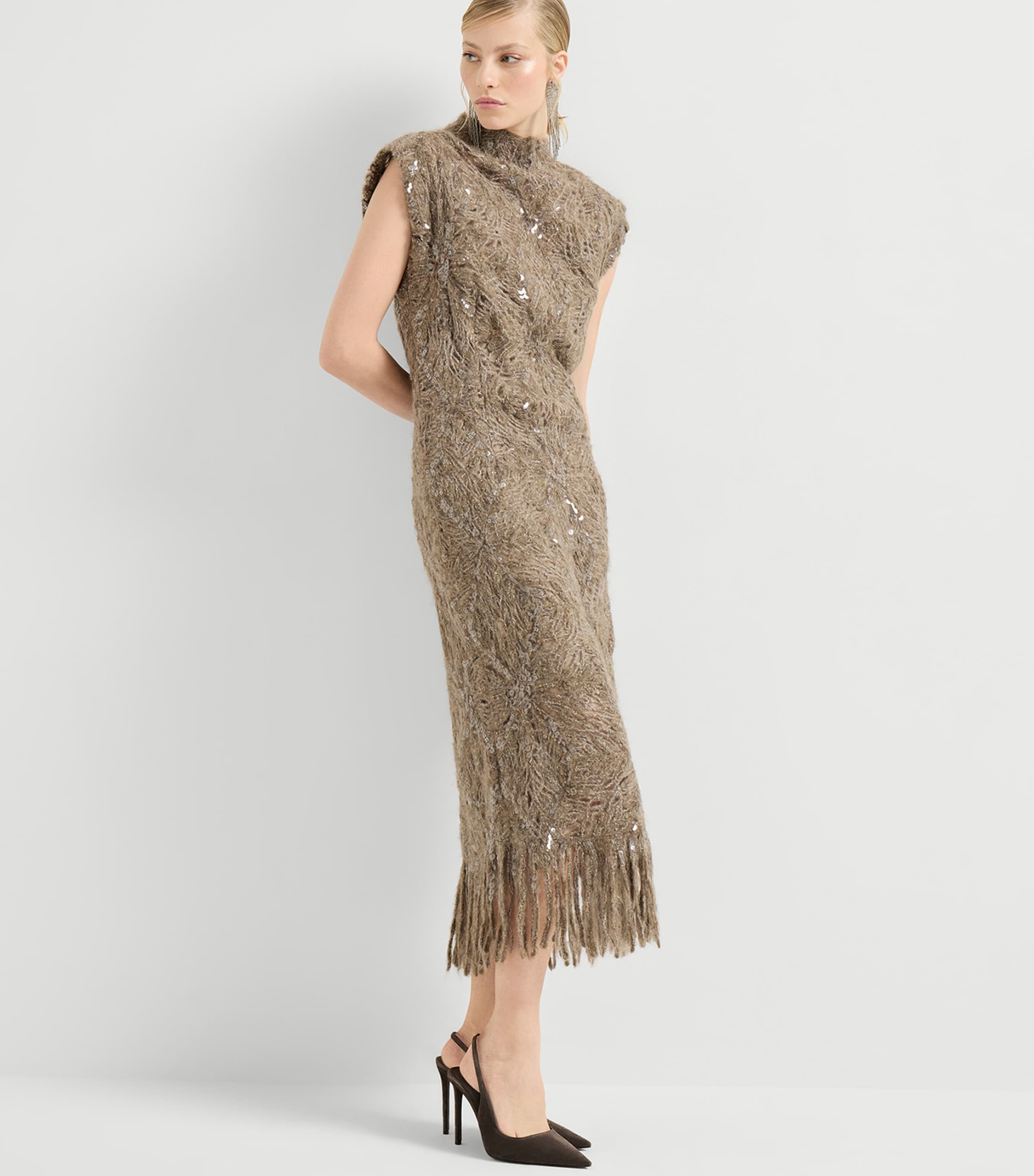 Mohair-Blend Embellished Midi Dress CAE22 Image 4