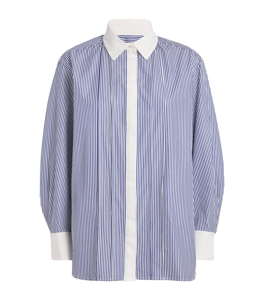 Contrast-Collar Stripe Shirt BLU / WHITE Image 1