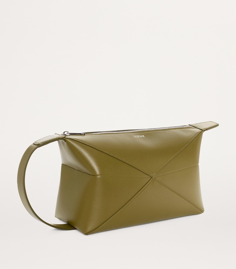 LOEWE Leather Puzzle Fold Wash Bag Olive Image 2