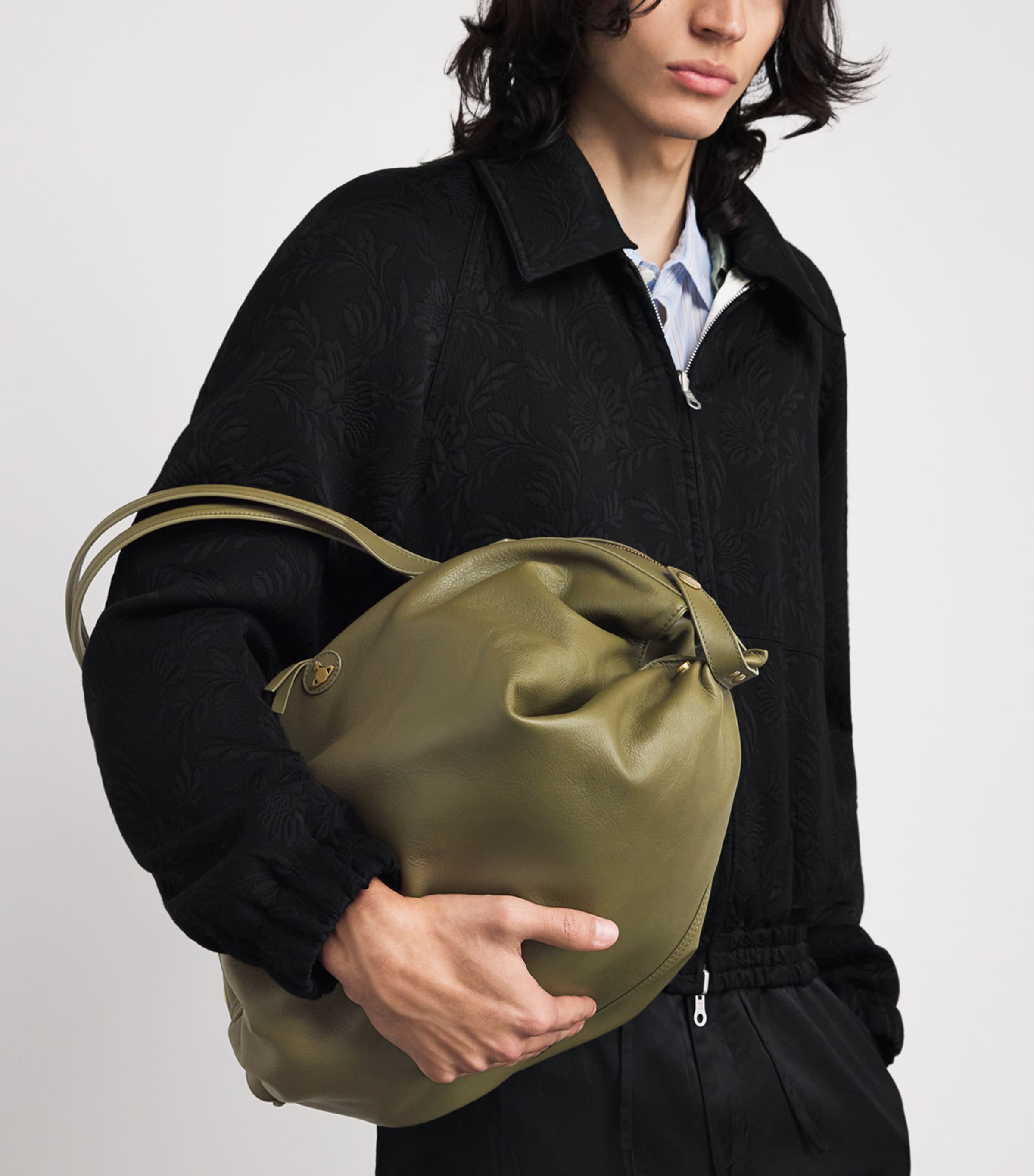 Large Leather Mara Holdall M409 KHAKI Image 2