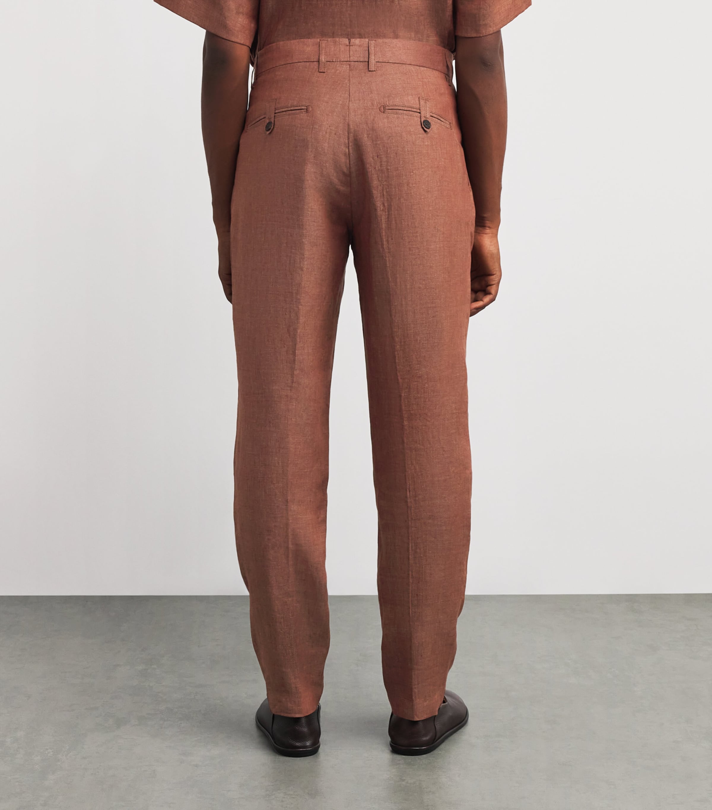 x Harrods Linen Tailored Trousers VICUNA Image 4