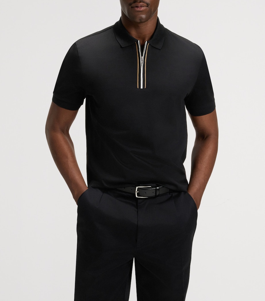 Mercerised Cotton Zip Polo Shirt 1 Image 2