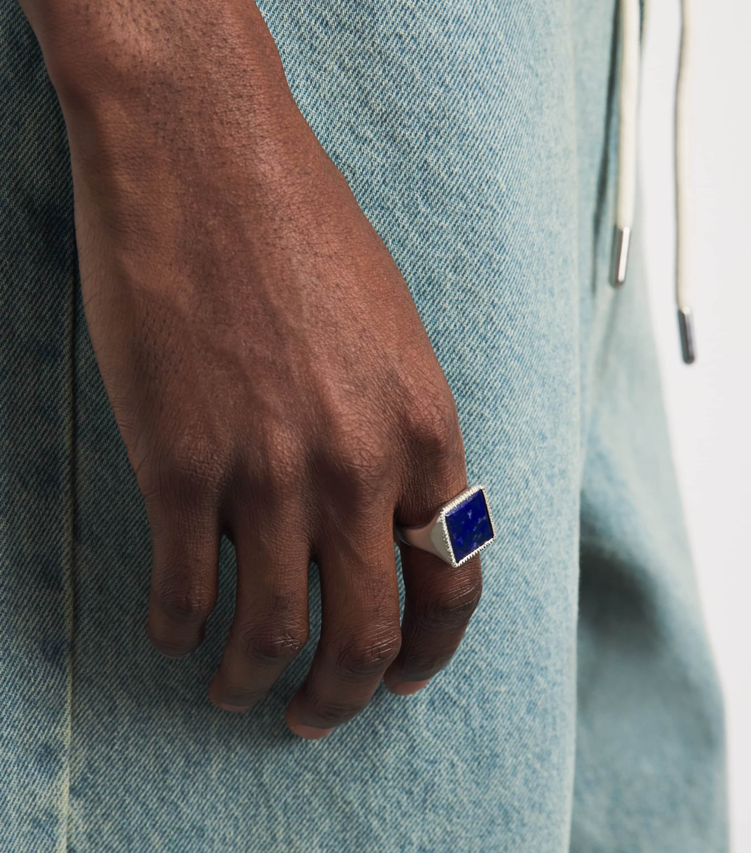 Bleue Burnham Sterling Silver and Lapis Lazuli Artists Signet Ring Silver Image 4