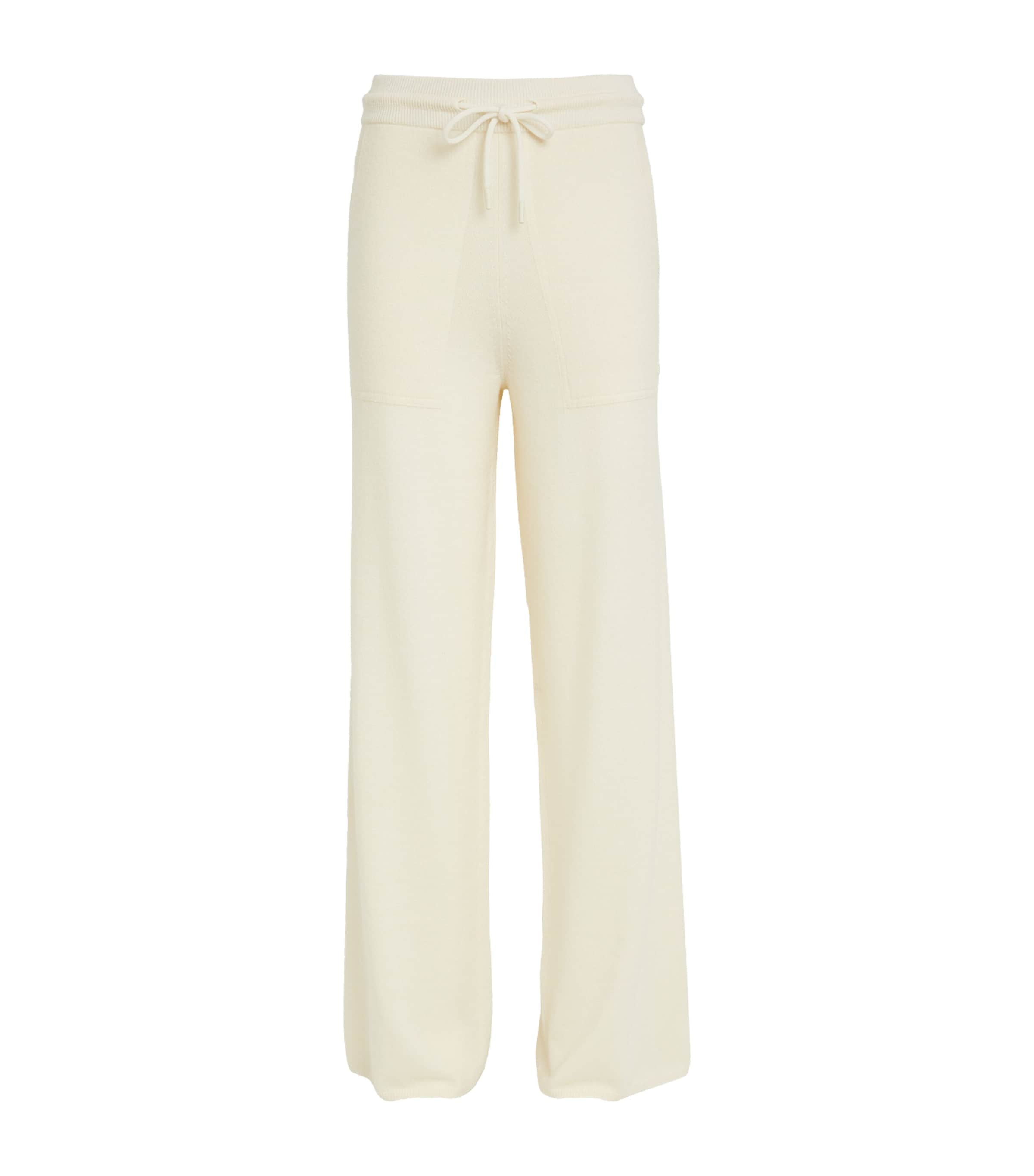 Max Mara Wool-cashmere Straight Sweatpants In Neutral