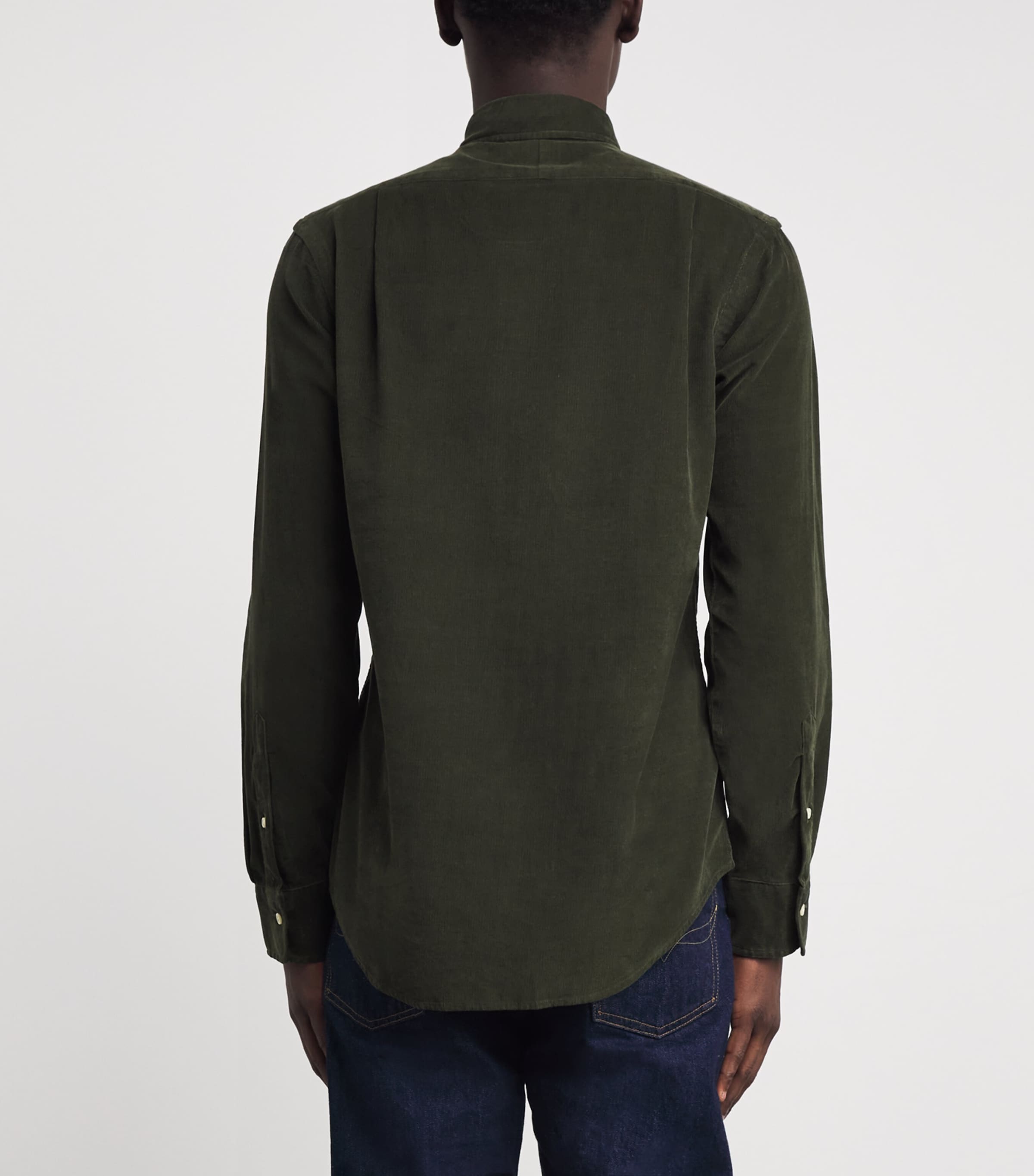 Cotton Corduroy Custom Fit Shirt GREEN Image 4