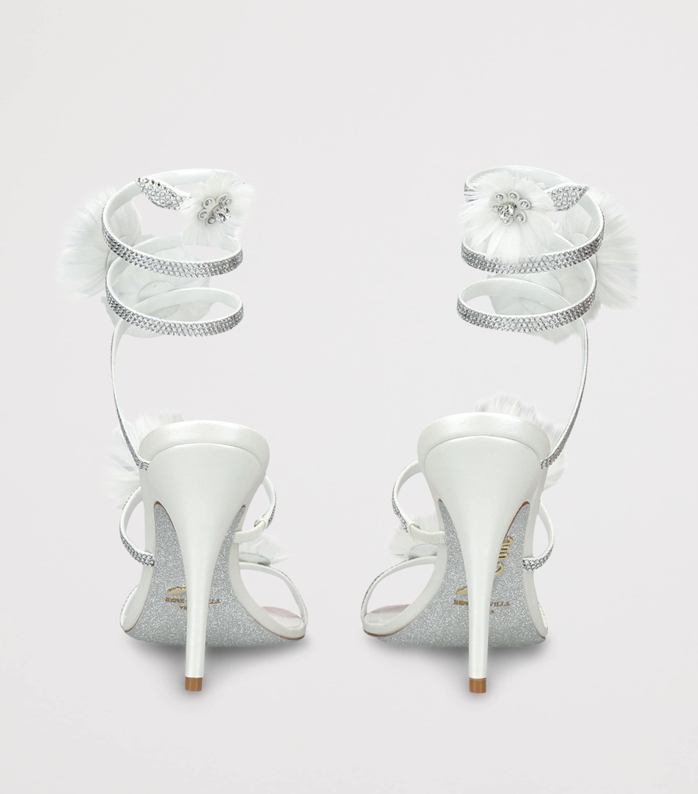 René Caovilla Embellished Flower Wrap Heeled Sandals 105 White Image 2