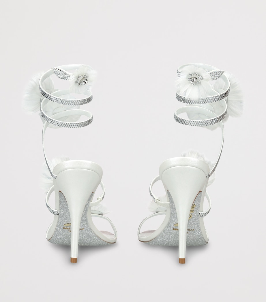 René Caovilla Embellished Flower Wrap Heeled Sandals 105 White Image 2