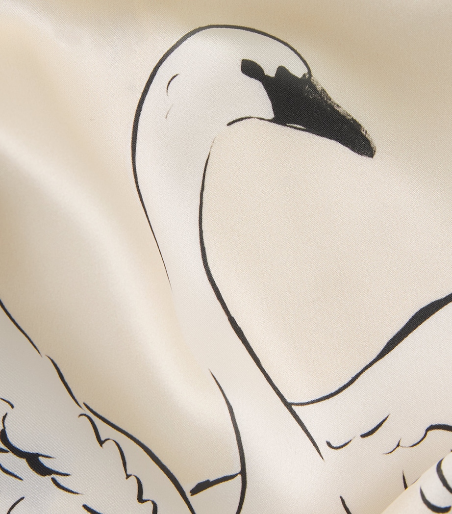 Olivia von Halle Womens Silk Queenie Blanca Swan Night Robe Blanca Image 6