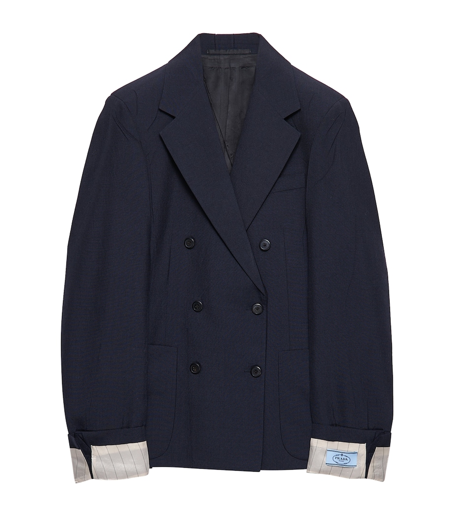 Kid Mohair-Wool Double-Breasted Blazer F0008 Image 1