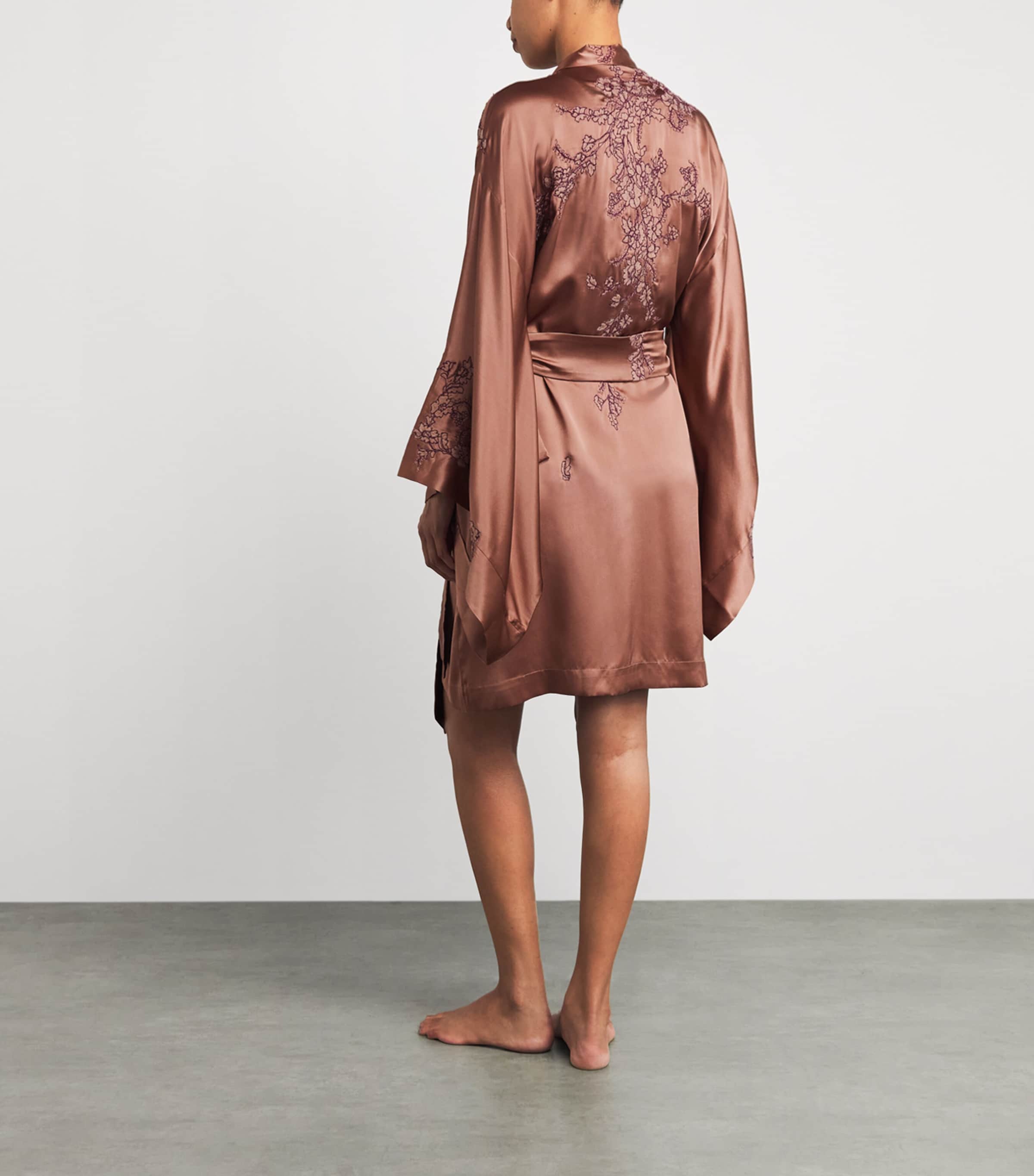 TORLOWEI Womens Silk Tokoni Short Kimono Mocha/raisin Image 5