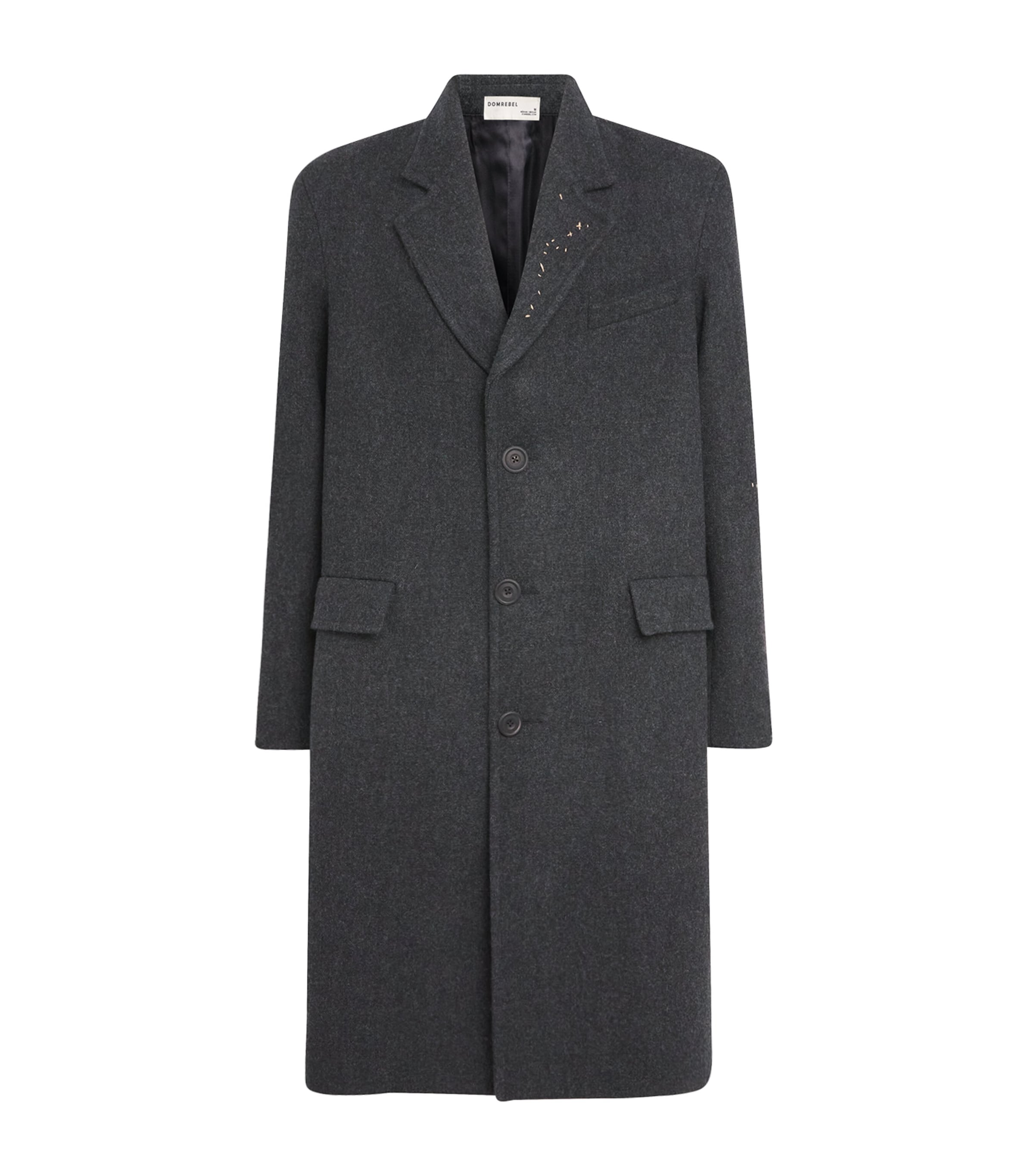 Wool Exposed Stitching Overcoat COAL Image 1