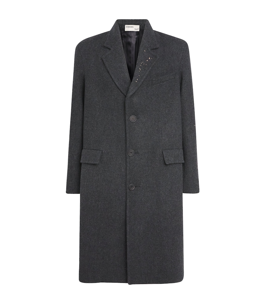 Wool Exposed Stitching Overcoat COAL Image 1