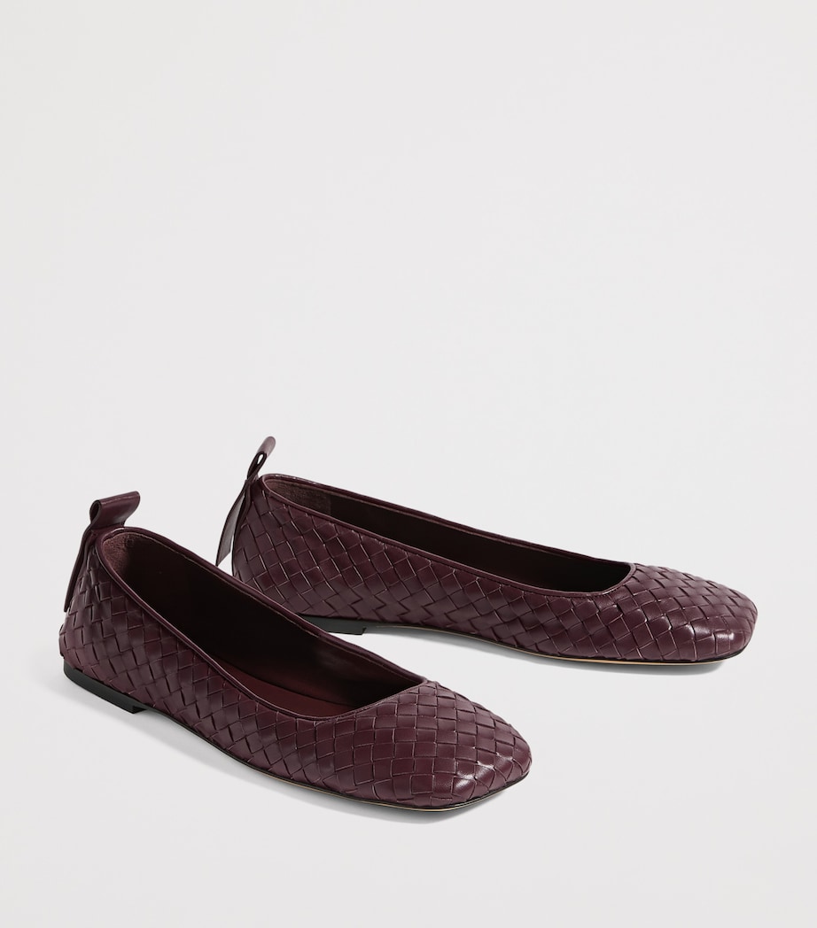 Bottega Veneta Womens Lambskin Intrecciato Ballet Flats Image 3