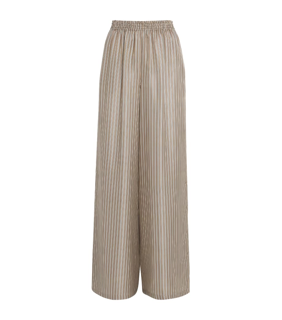 Silk Stripe Wide-Leg Trousers HAZELNUT BROWN Image 1