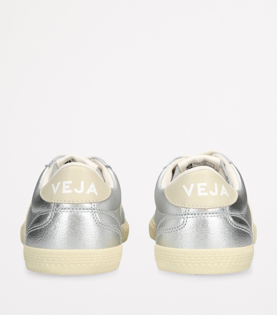 Metallic-Leather Volley Sneakers SILVER Image 2