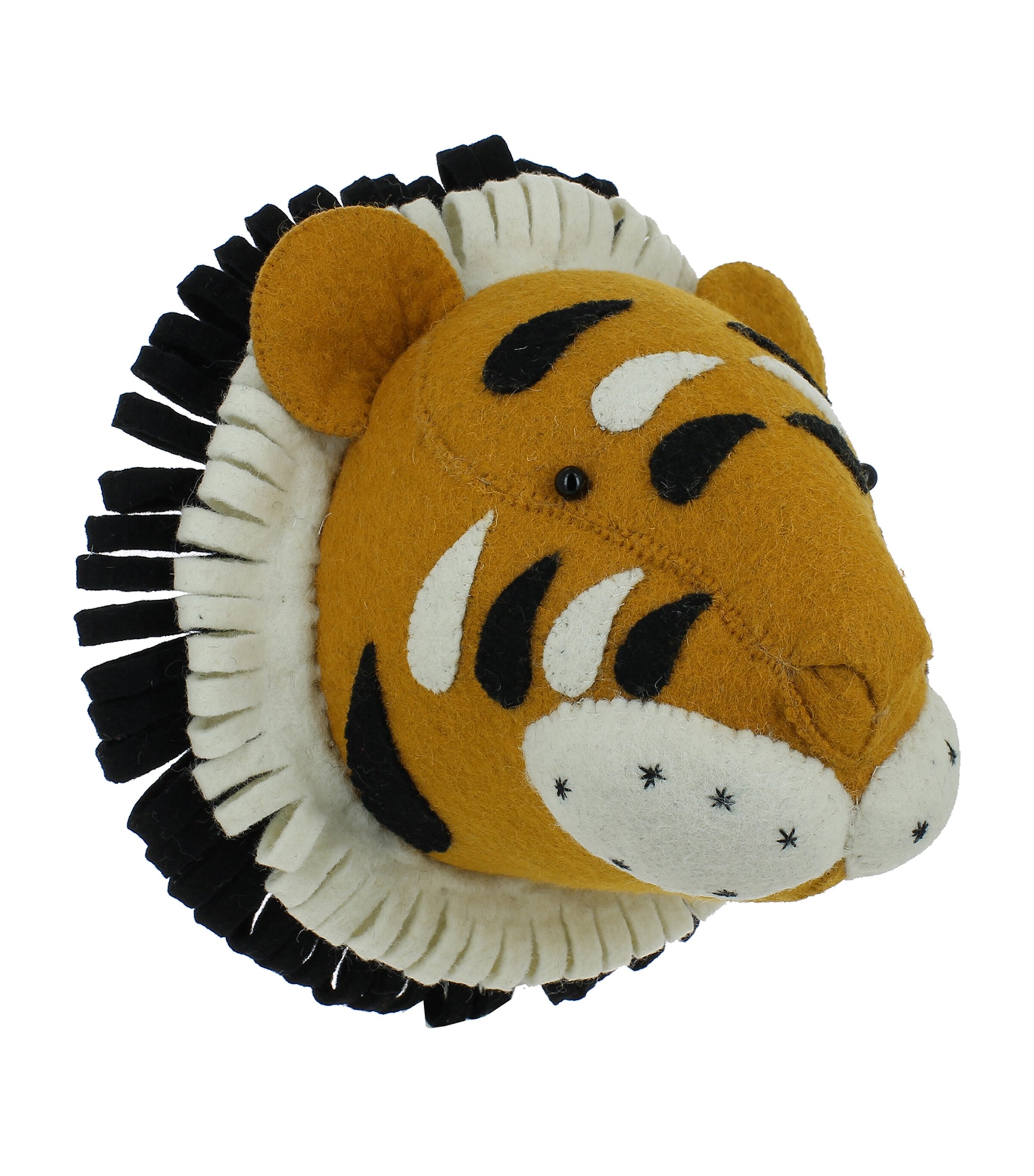 Organic Wool Tiger Head Decoration (30cm) GOLD/BLACK Image 3