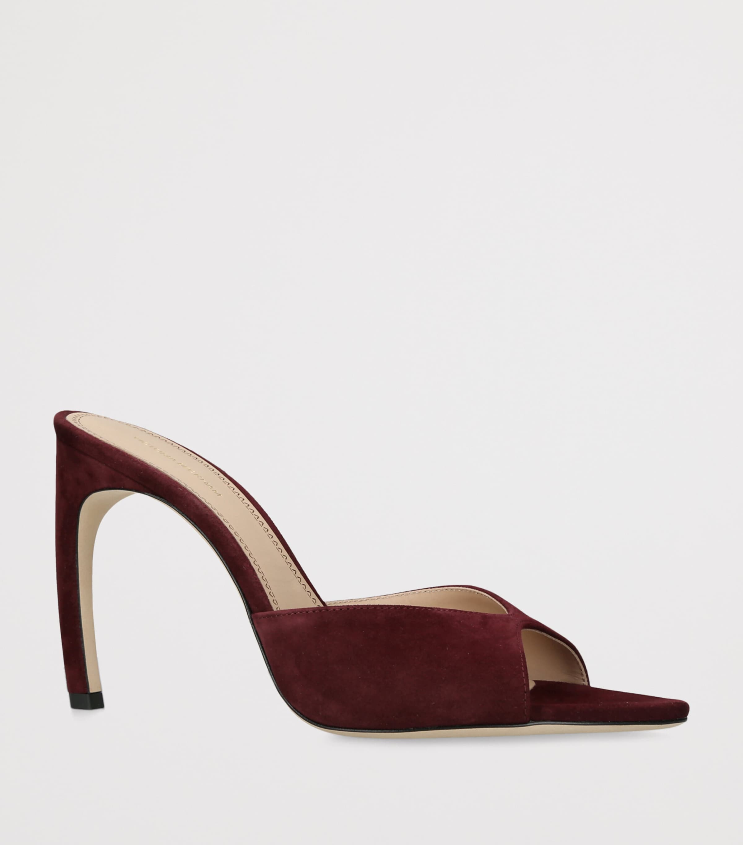 Victoria Beckham Suede Harlow Heeled Mules 100 Wine Image 2