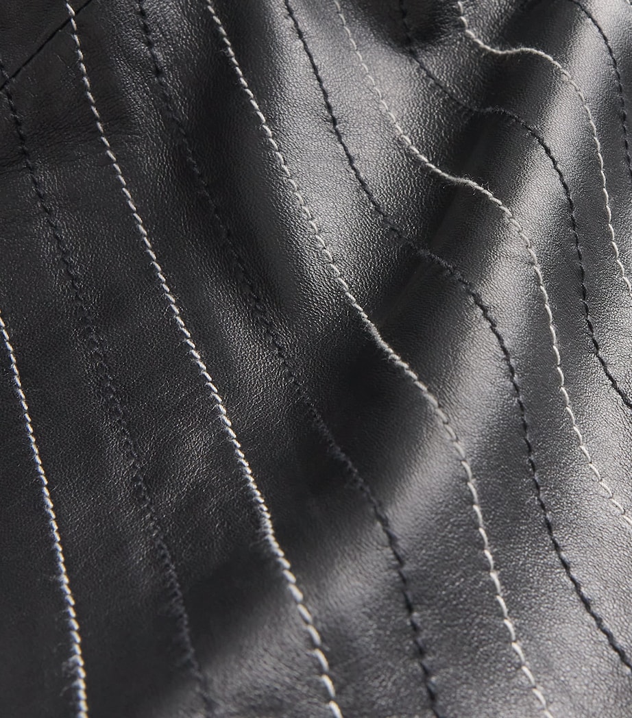 Leather Pinstripe Midi Skirt 9465 BLACK/IVORY Image 5