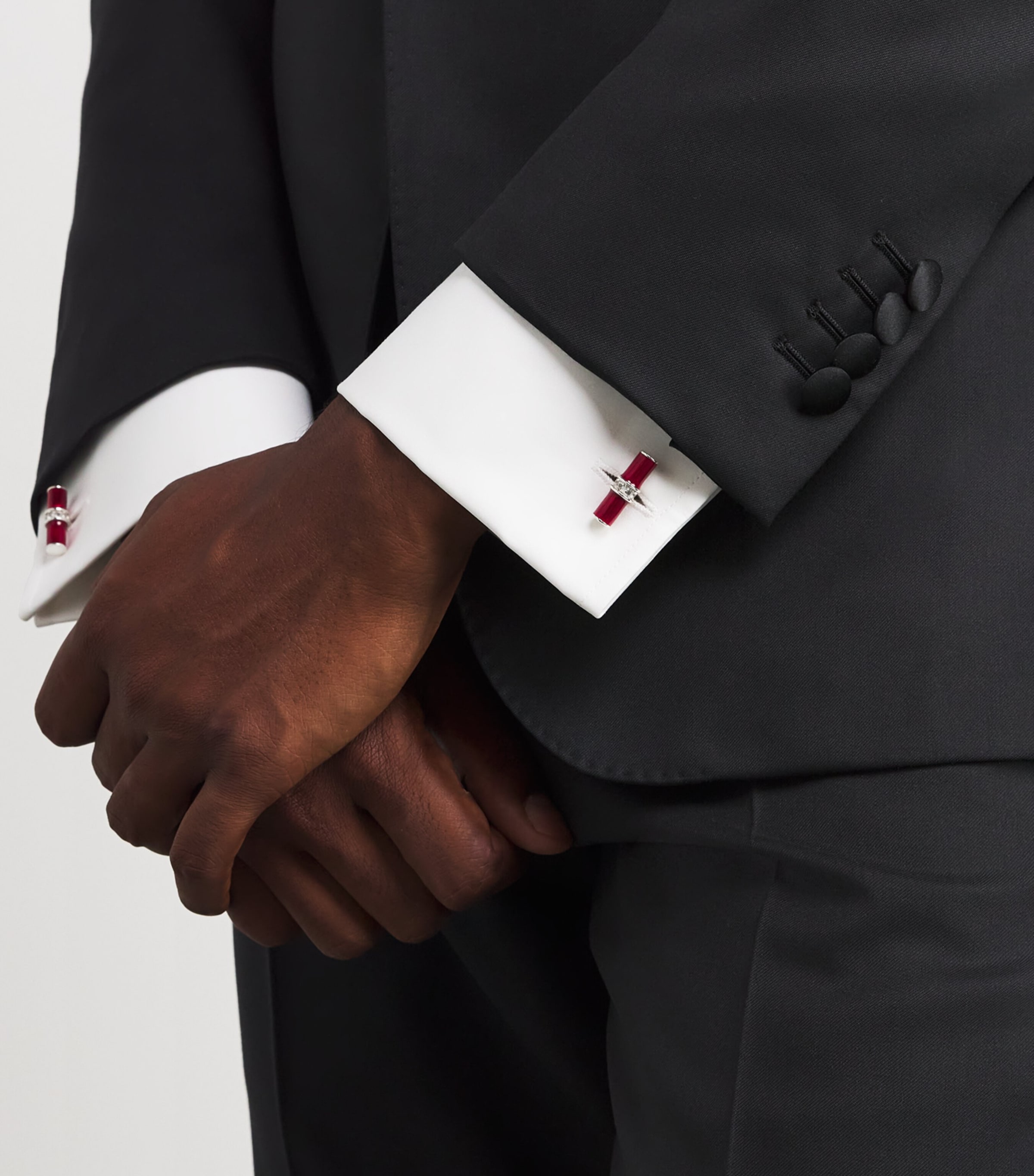 Sterling Silver Spinel Centre Cufflinks RED Image 5