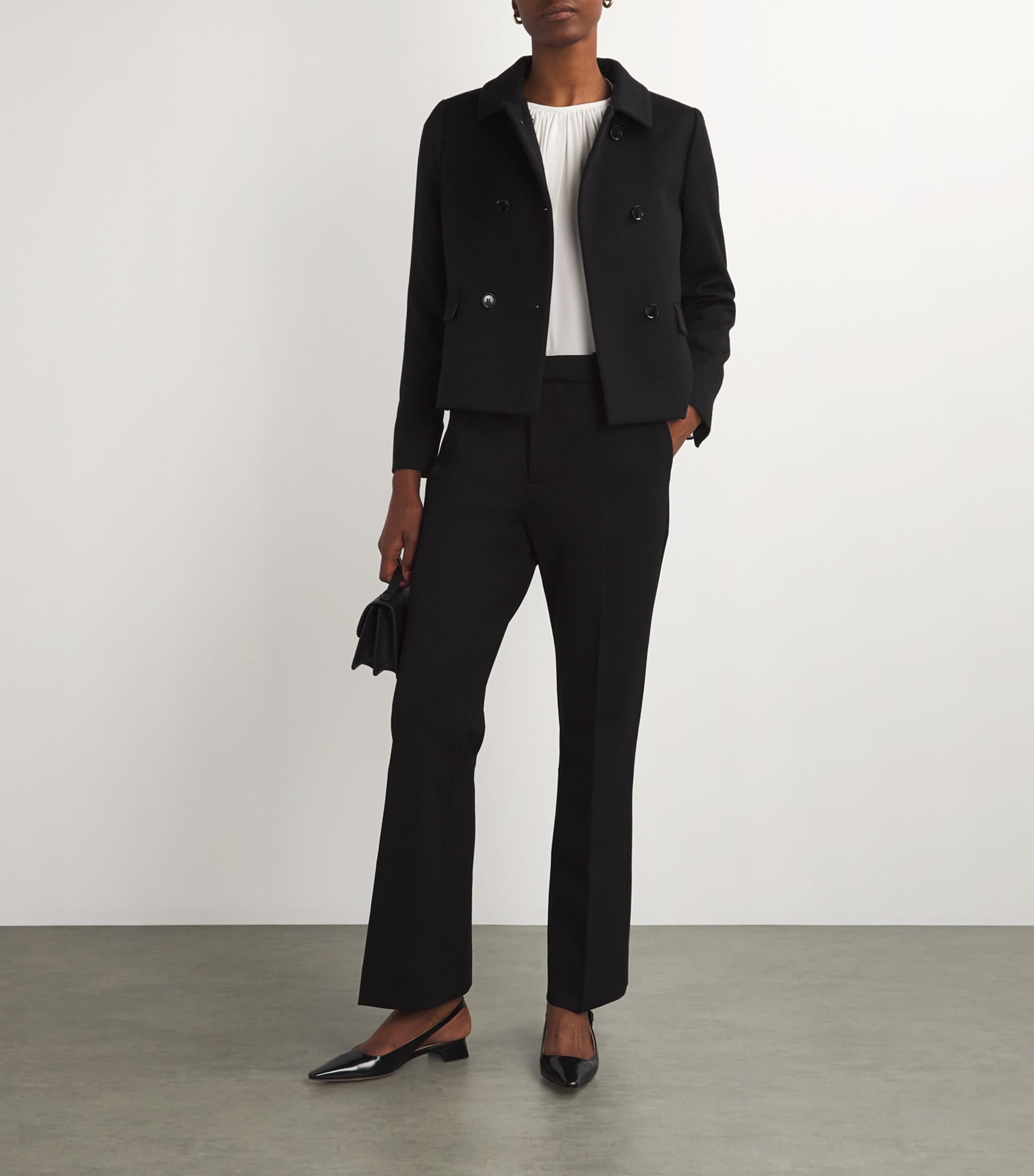 Kiton Womens Cashmere Pea Coat Black Image 2