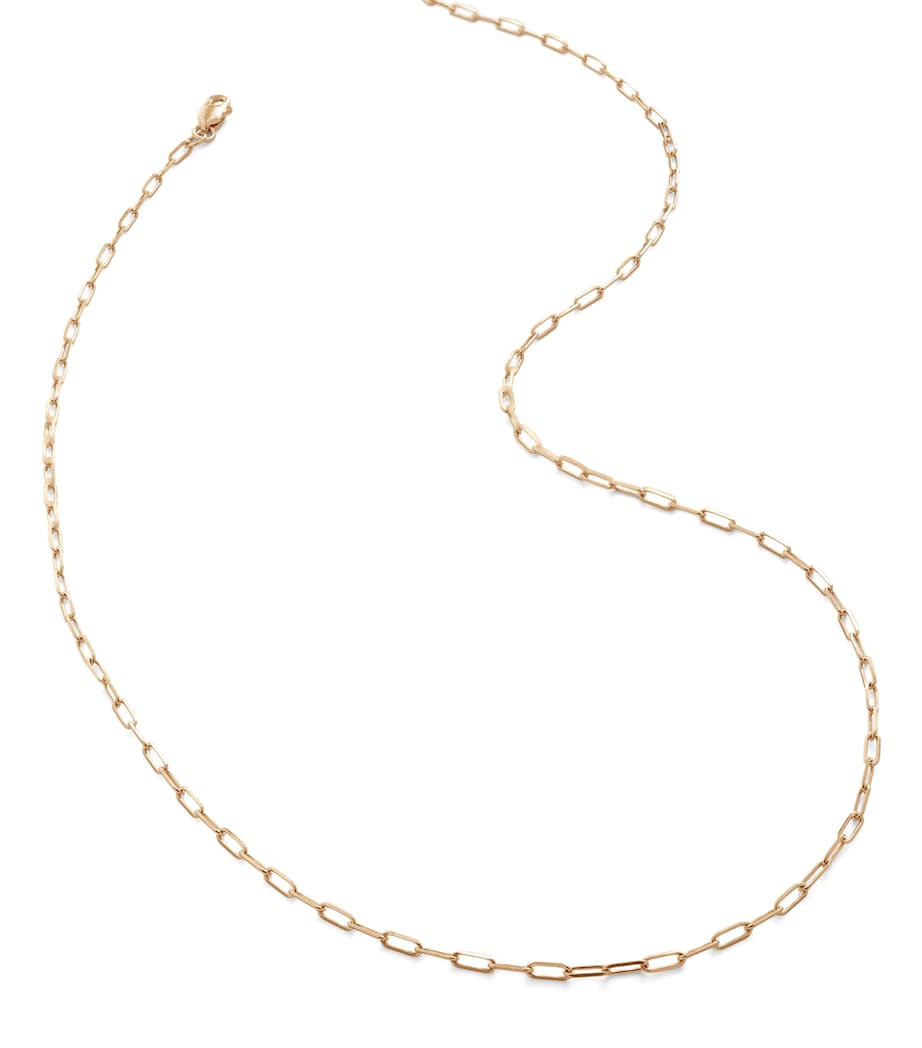 Mini Yellow Gold Paperclip Chain Necklace 14K SOLID GOLD Image 1