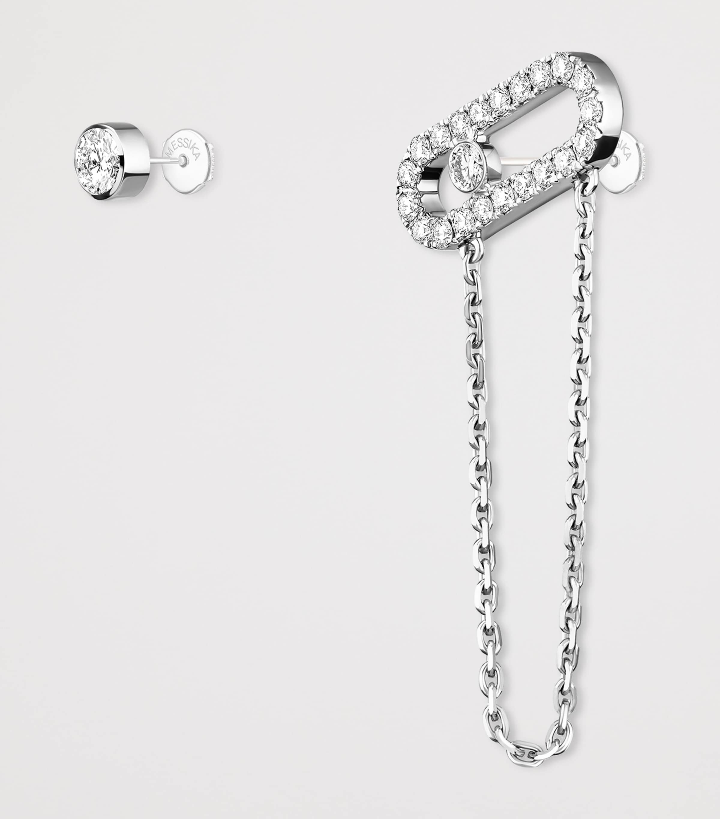 Messika Move Uno White Gold and Diamond Asymmetric Earrings (0.30ct) White Gold Image 3