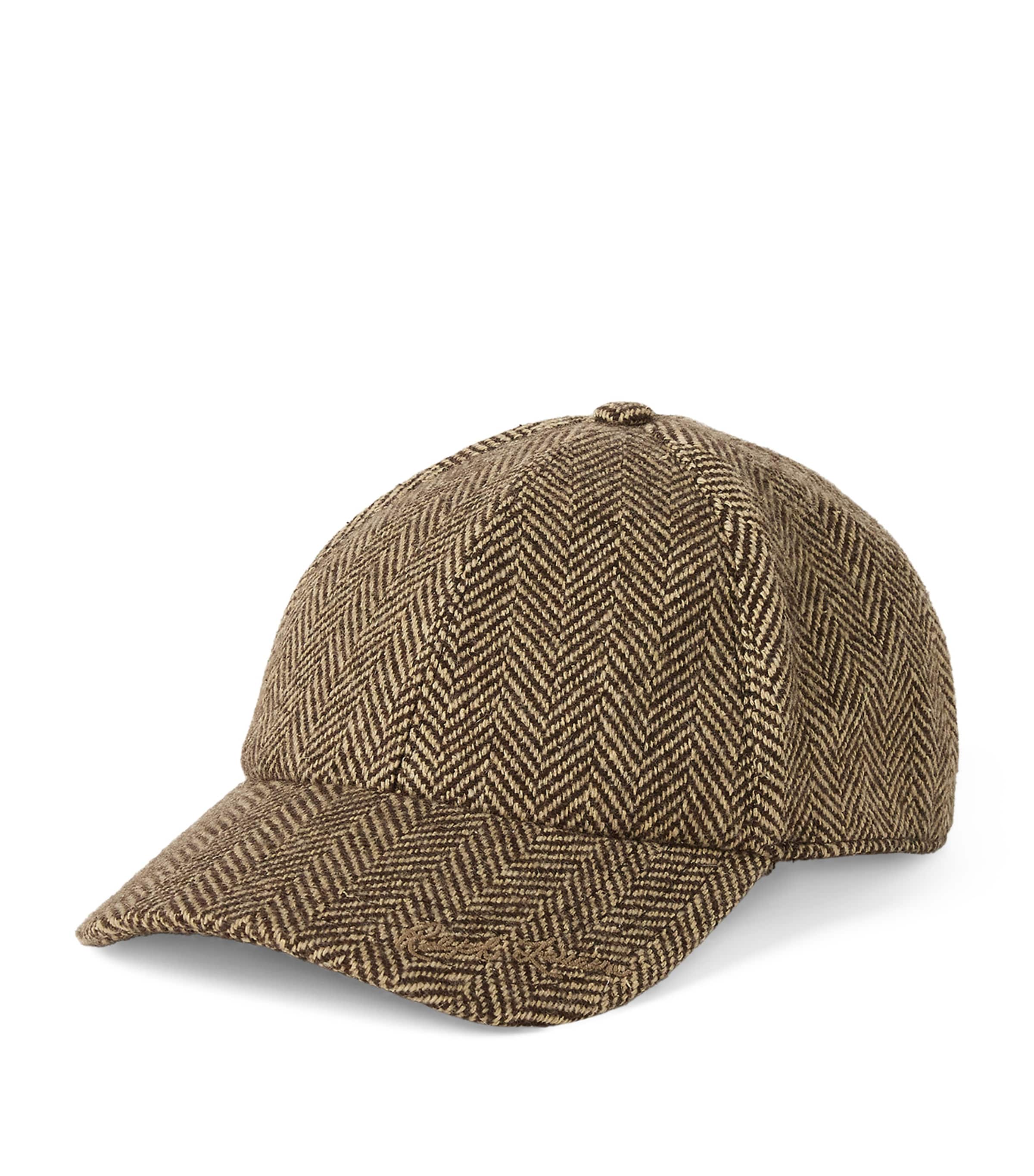 Ralph Lauren Cashmere-silk Herringbone Tweed Cap In Gray