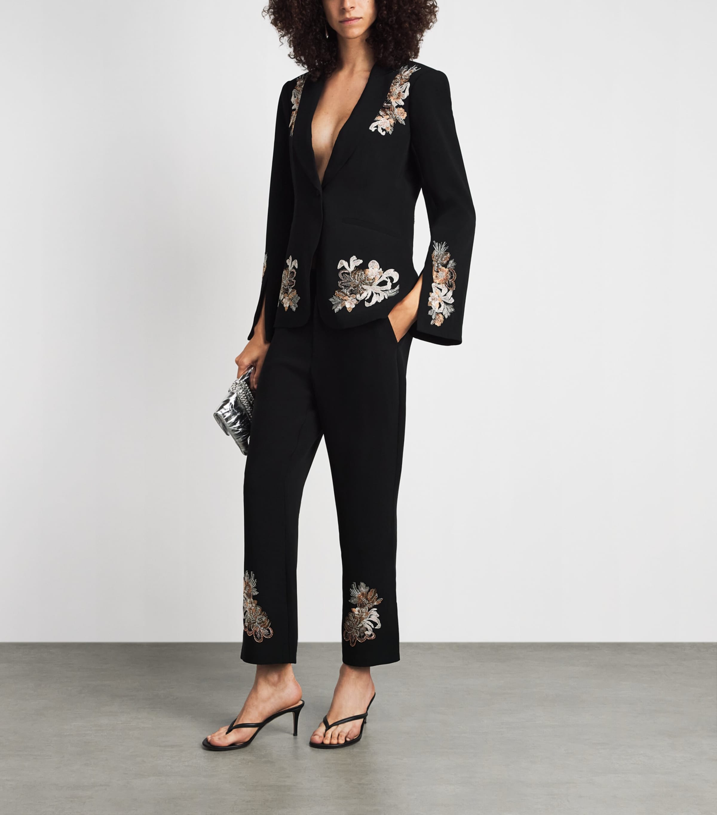 Cinq A Sept Womens Beaded Border Isby Blazer Black/neutral Multi Image 2
