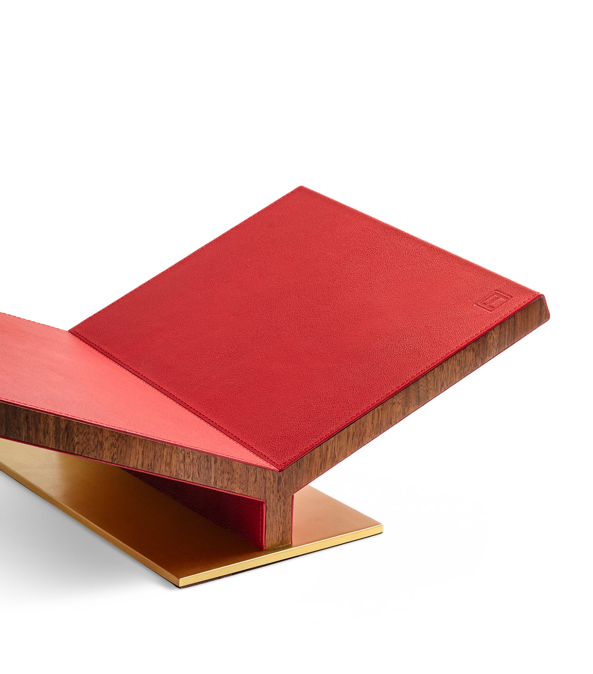 Walnut-Leather Classic Collector Bookstand RED Image 2