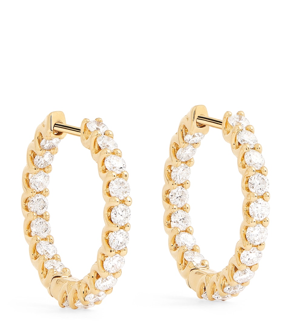 Harrods Medium Yellow Gold and Diamond Hoop Earrings (1.25ctw) Yellow Gold