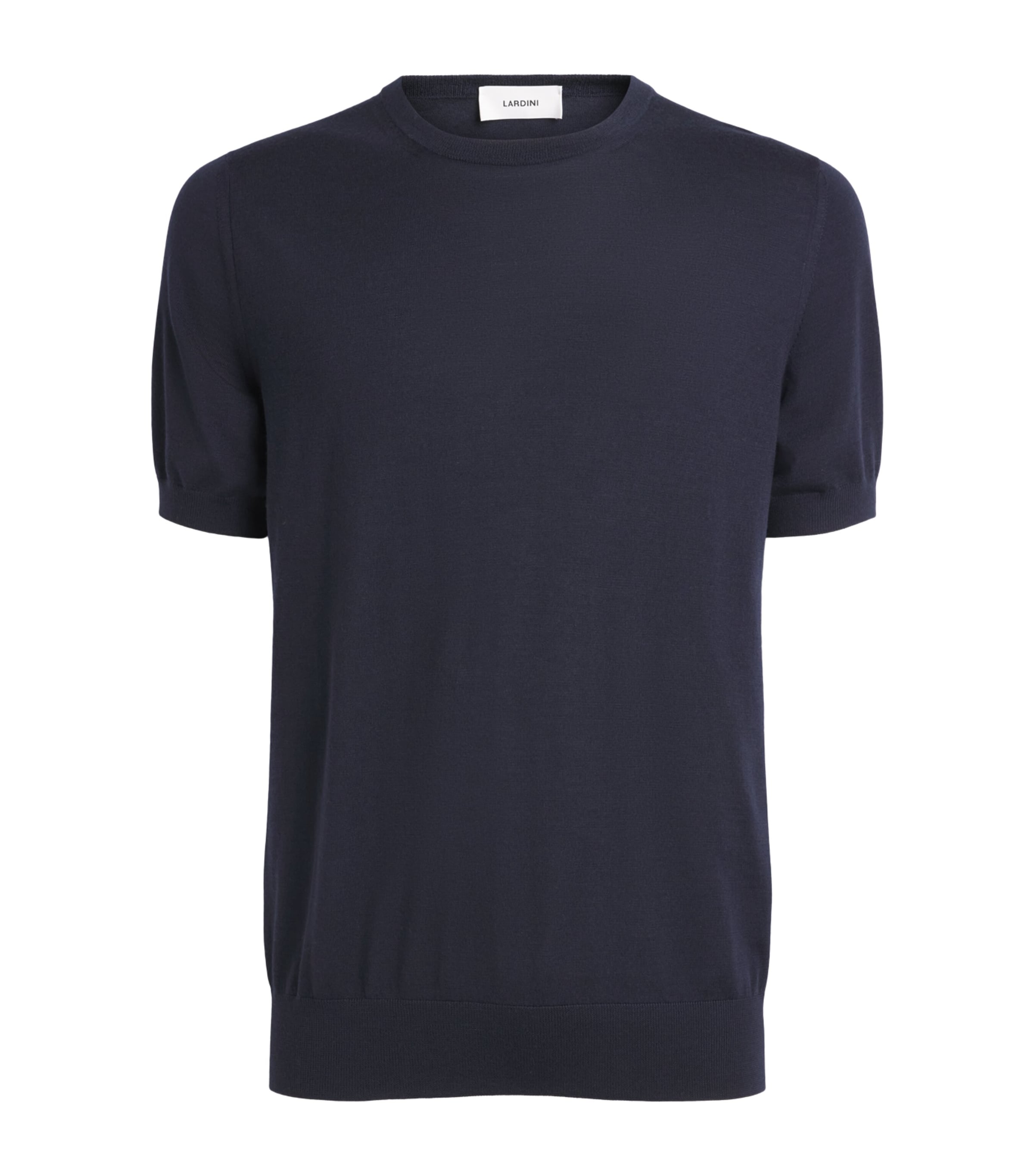 Lardini Mens Virgin Wool Knitted T-Shirt Navy Image 1
