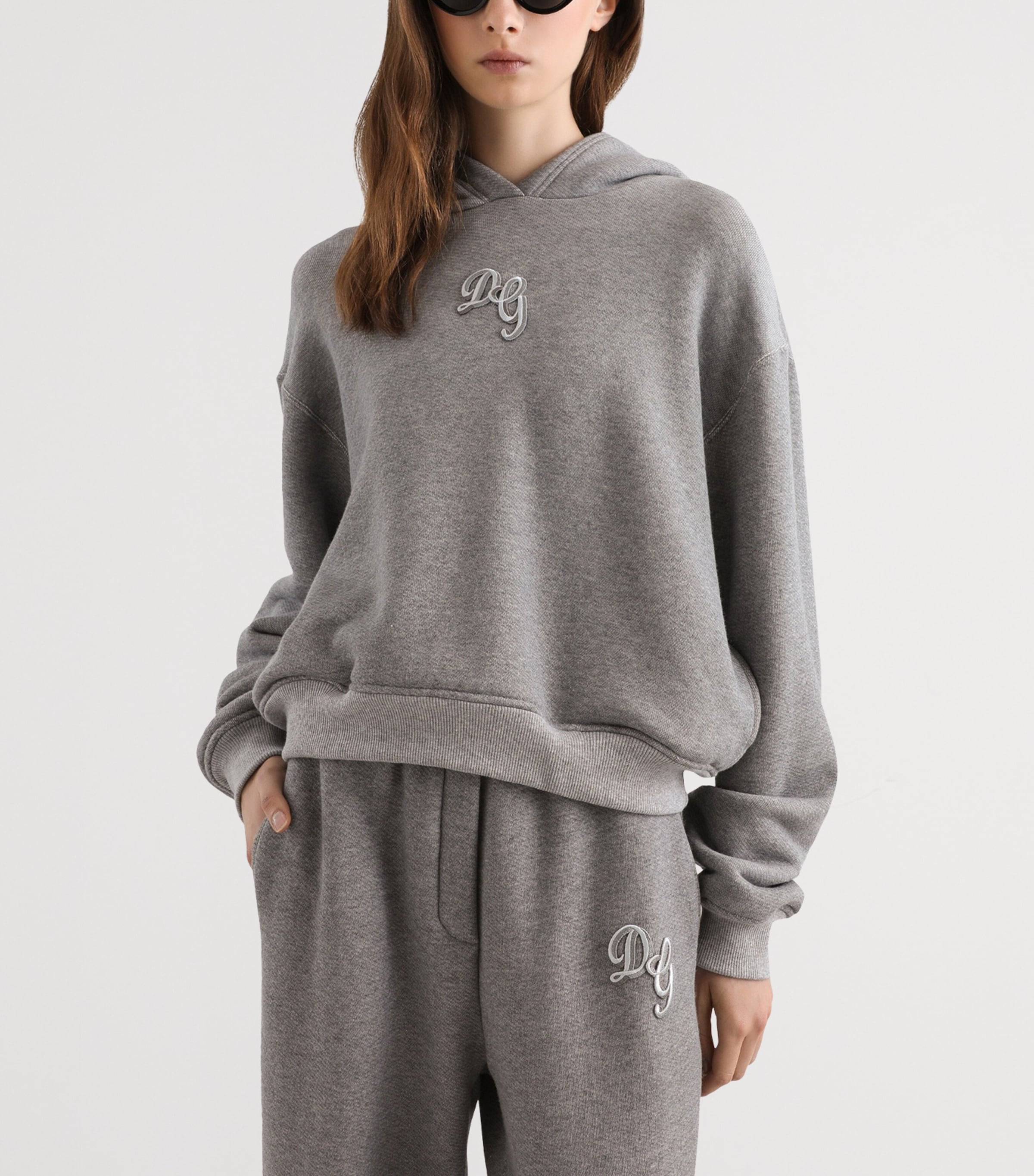 Dolce&Gabbana Womens Cotton-Blend Logo Hoodie Mela Image 4
