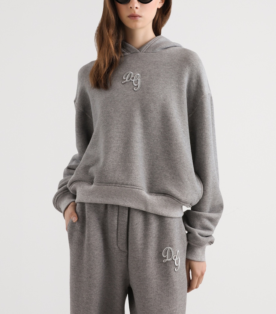Dolce&Gabbana Womens Cotton-Blend Logo Hoodie Mela Image 4
