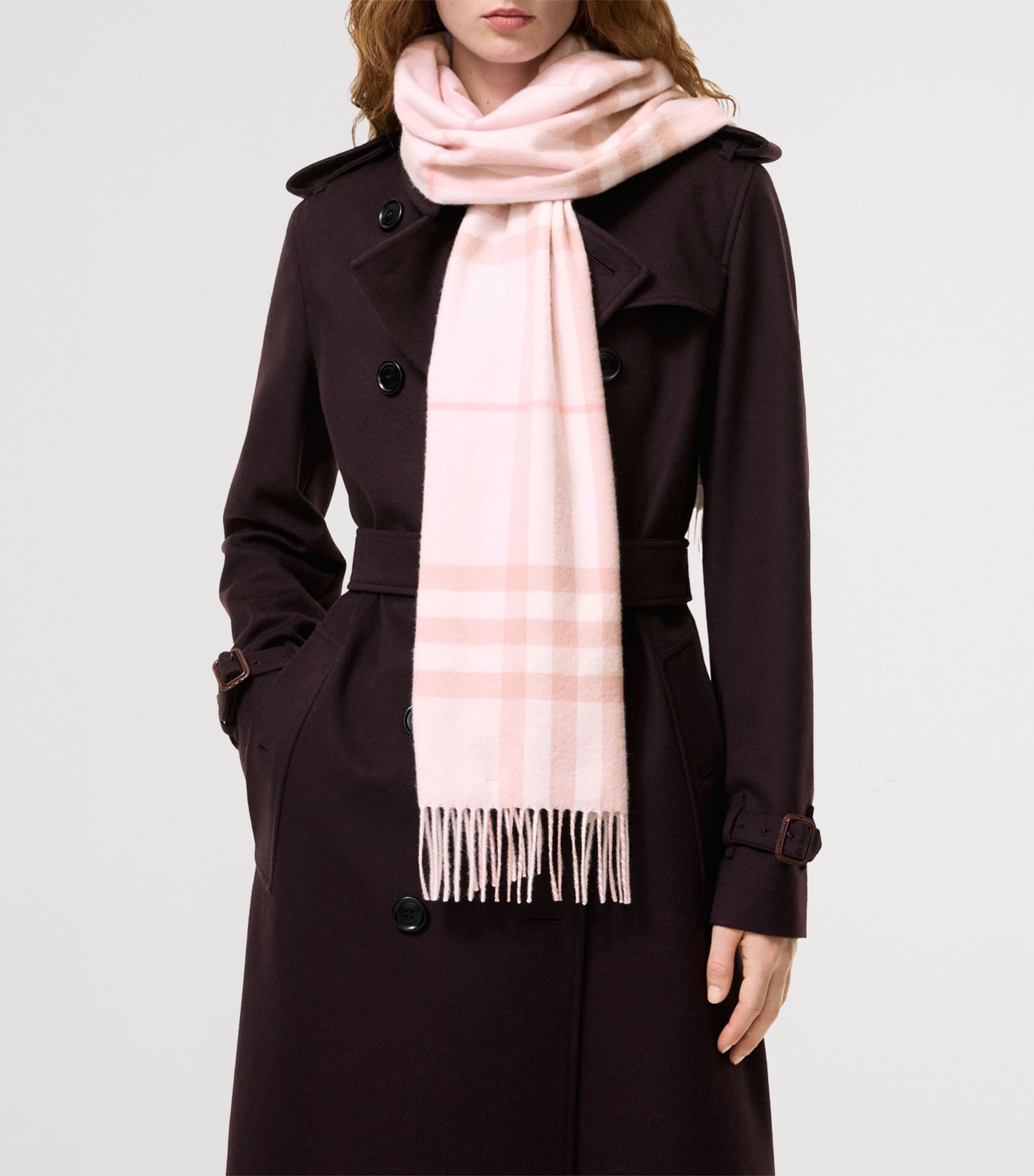Burberry Cashmere Check Scarf Quartz Pink Image 2