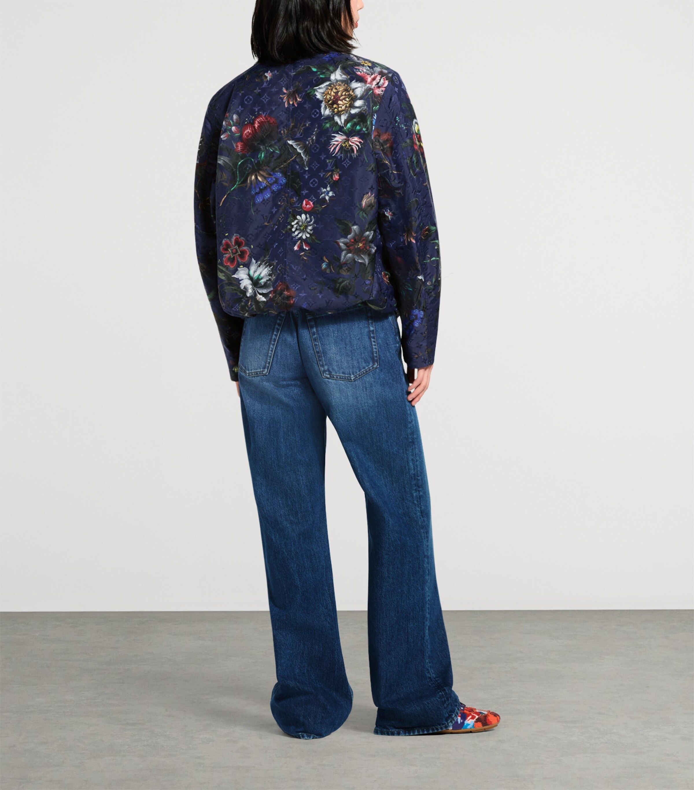 LOUIS VUITTON Womens Water-Resistant Floral Jacket Dark Navy Image 4