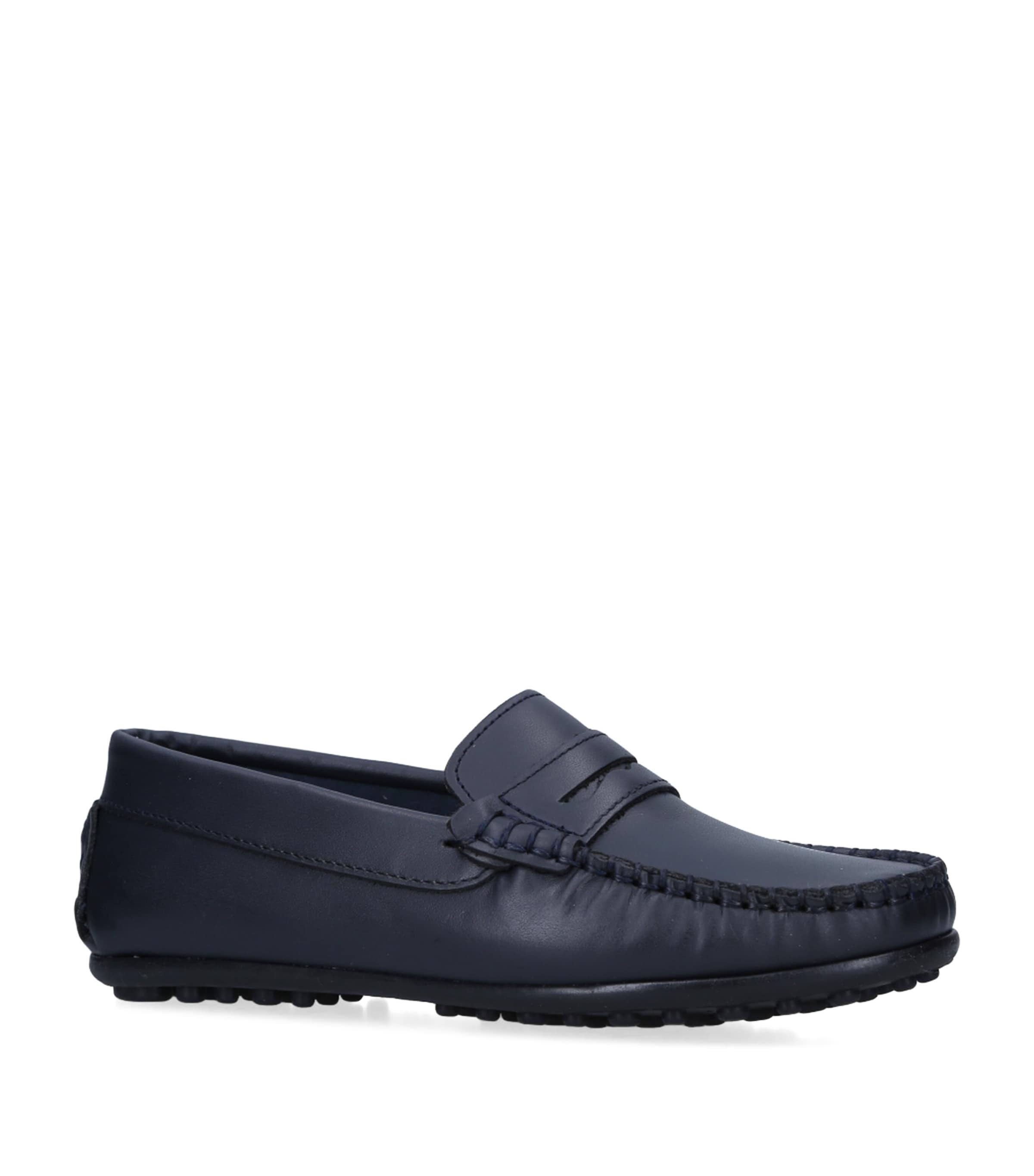 Papouelli Kids' Leather Felix Loafers In Navy