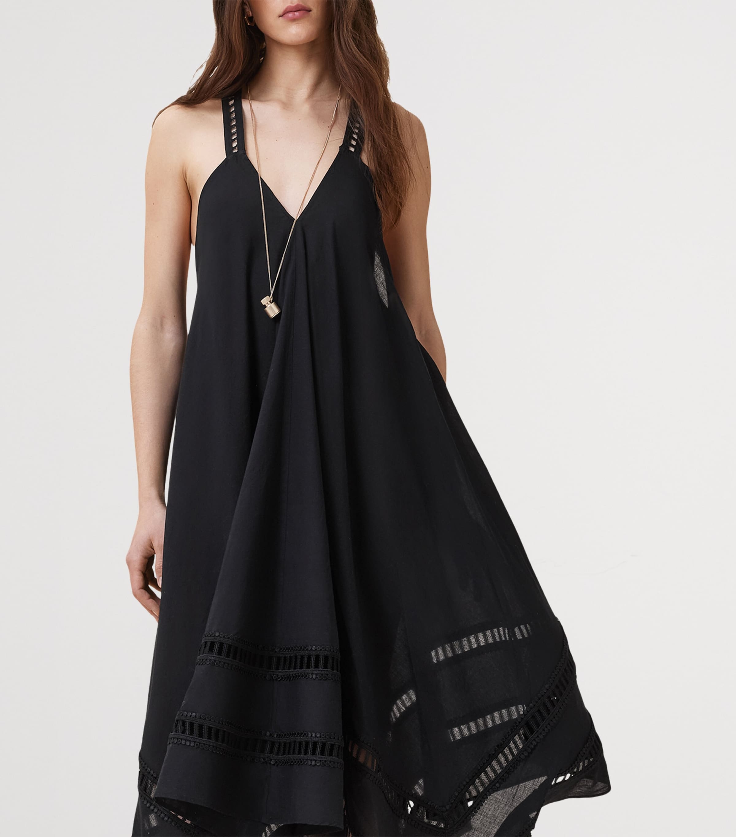 AllSaints Womens Cotton Lil Midi Dress Black Image 4