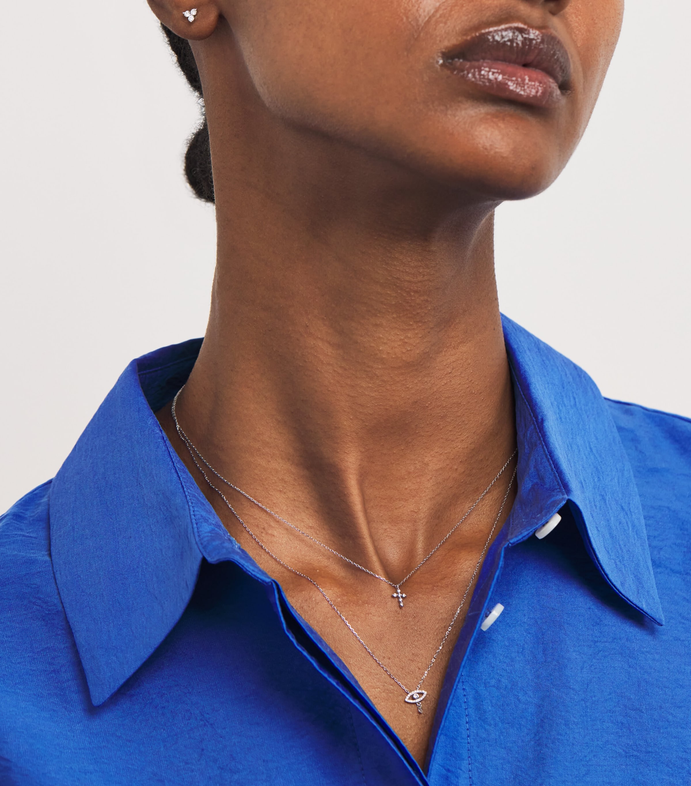 White Gold and Diamond Triangle Single Earring WHITE GOLD Image 5