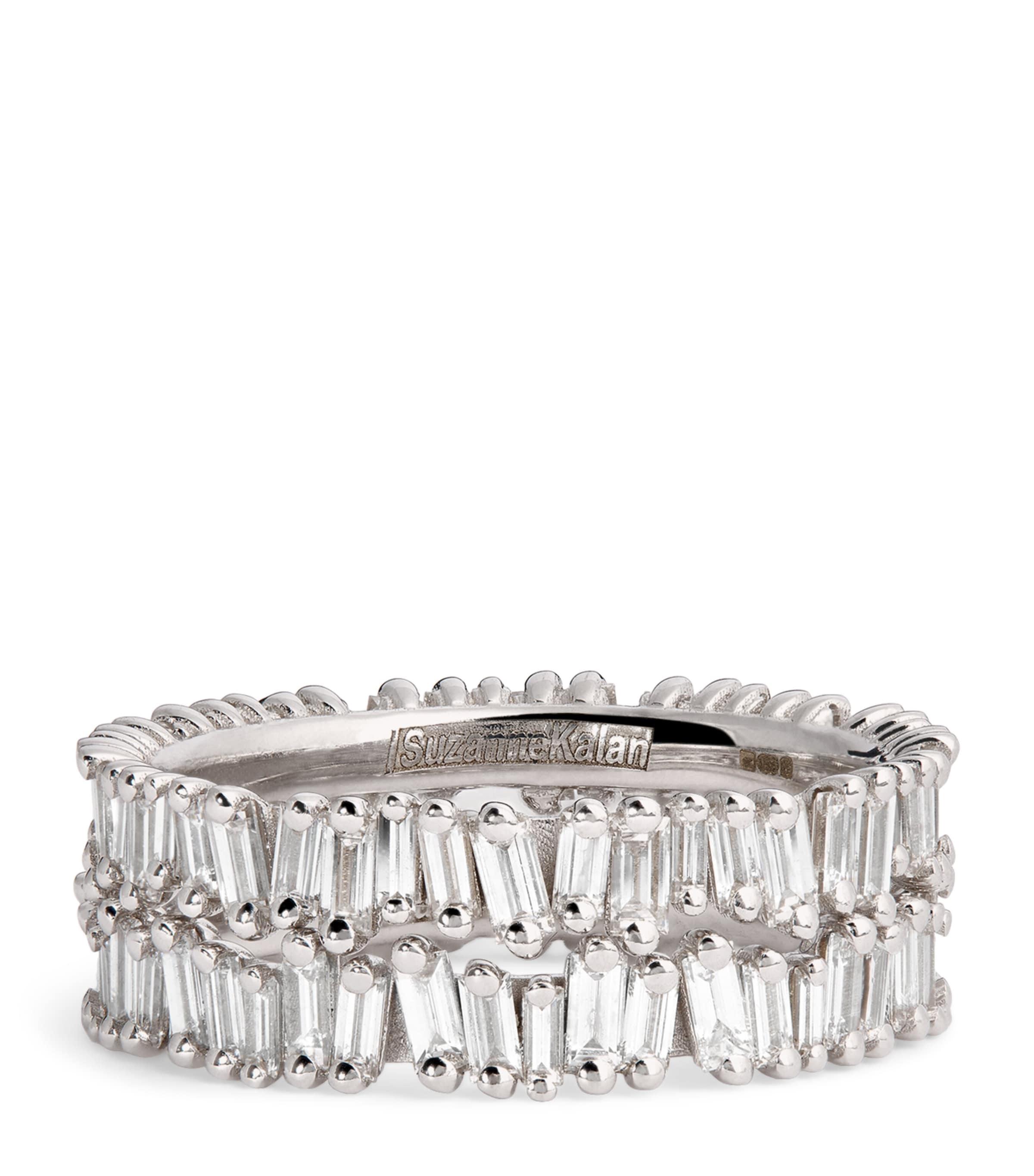 Suzanne Kalan White Gold And Classic Diamond Tech Ring Jackets In Gray