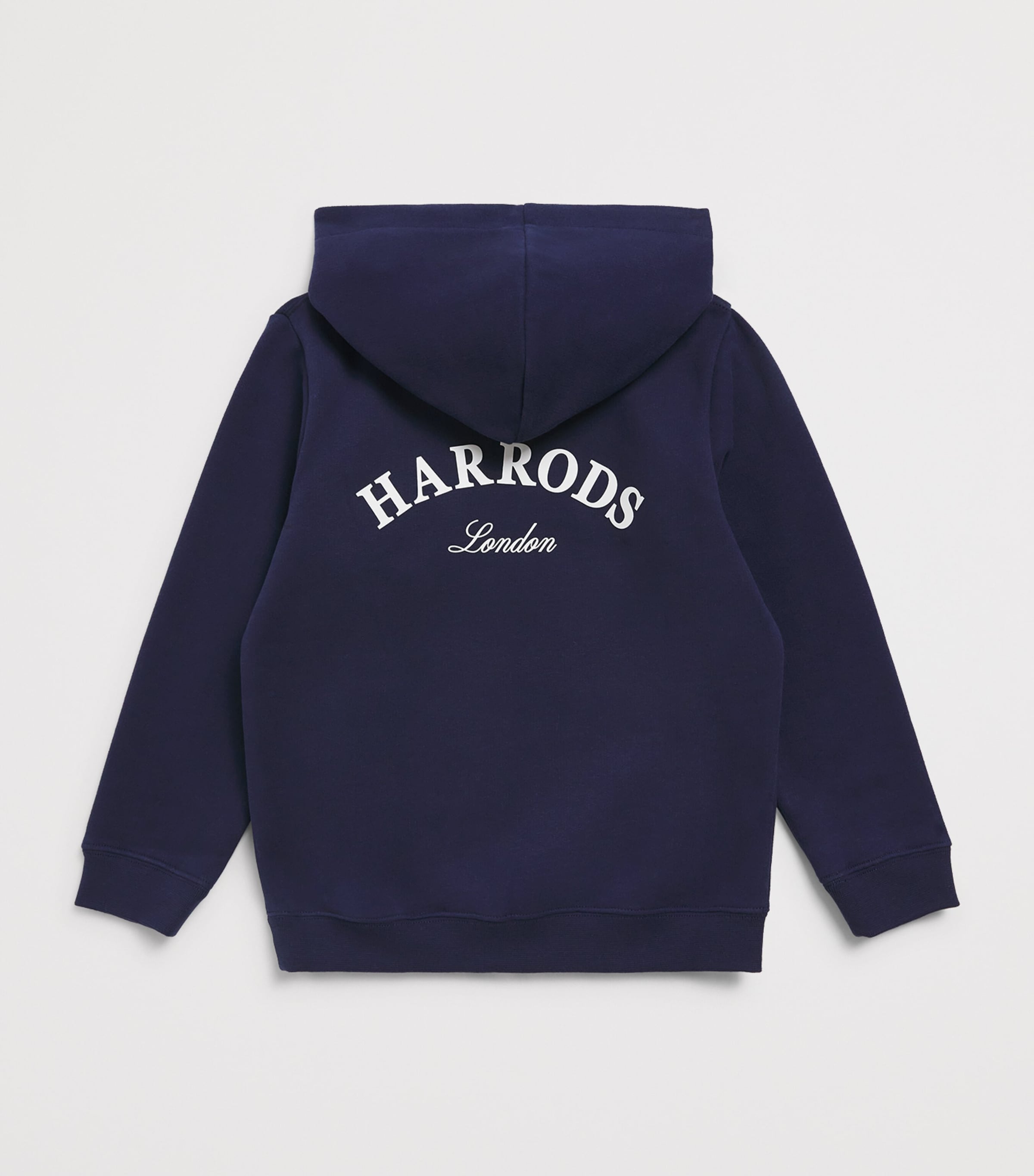 Harrods Cotton Logo Embroidered Hoodie (9-14 Years) Navy Image 2