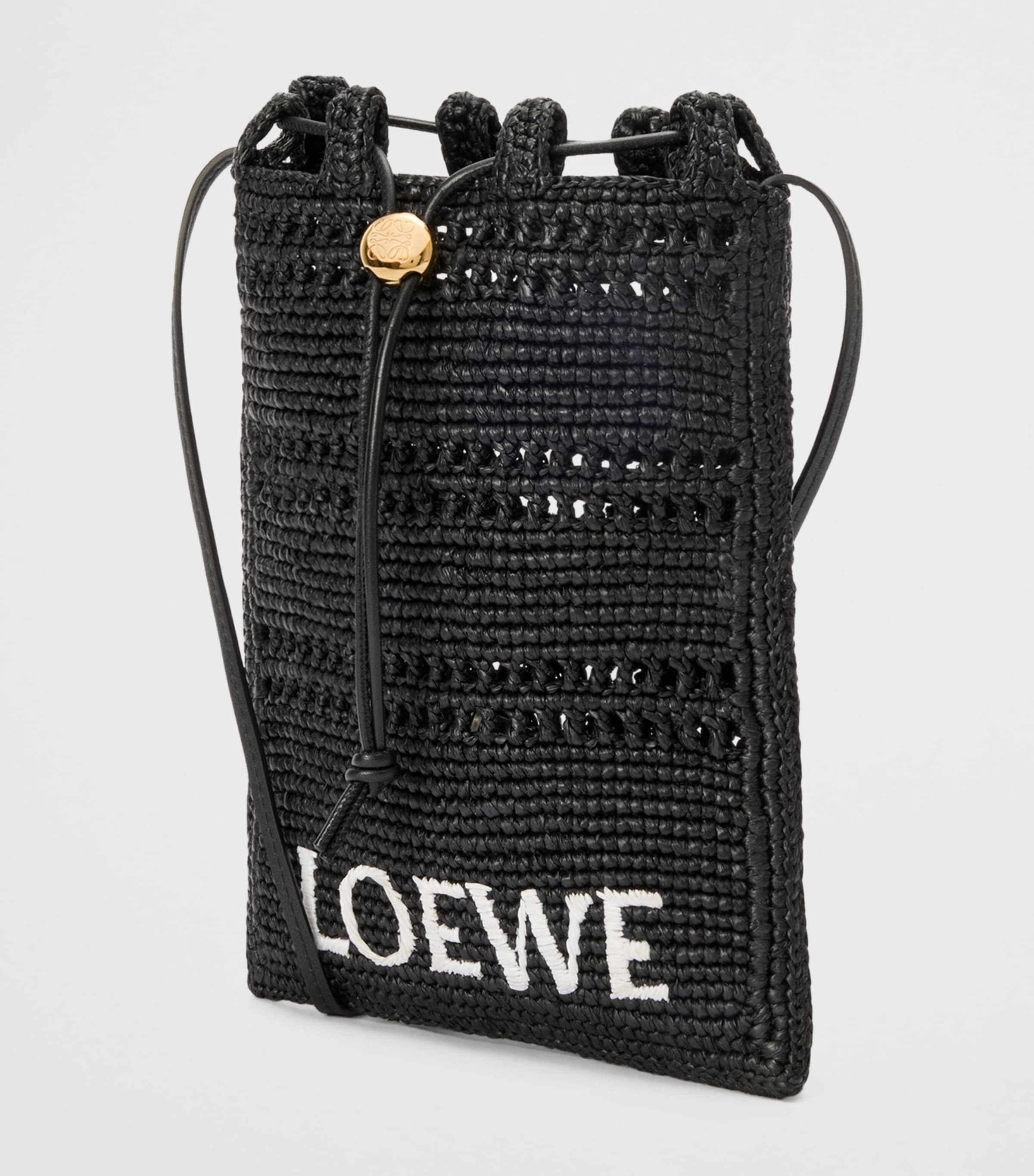 LOEWE x Paula's Ibiza Raffia Drawstring Pocket Bag | Harrods UK