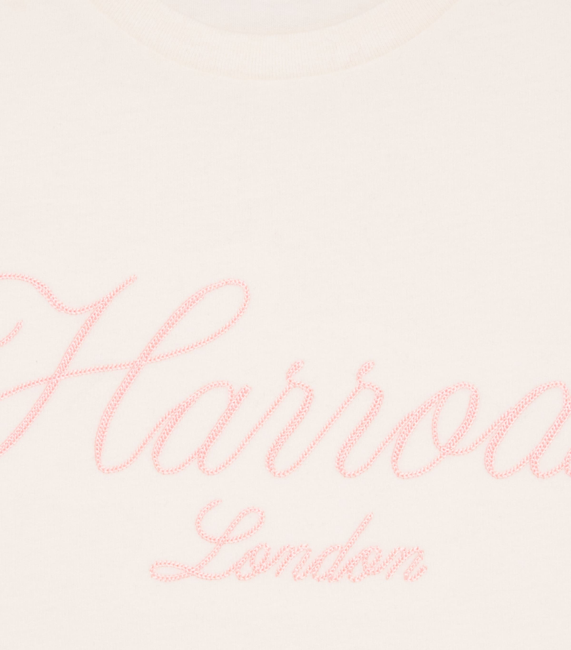Harrods Cotton Jersey Embroidered T-Shirt Ivory Image 3