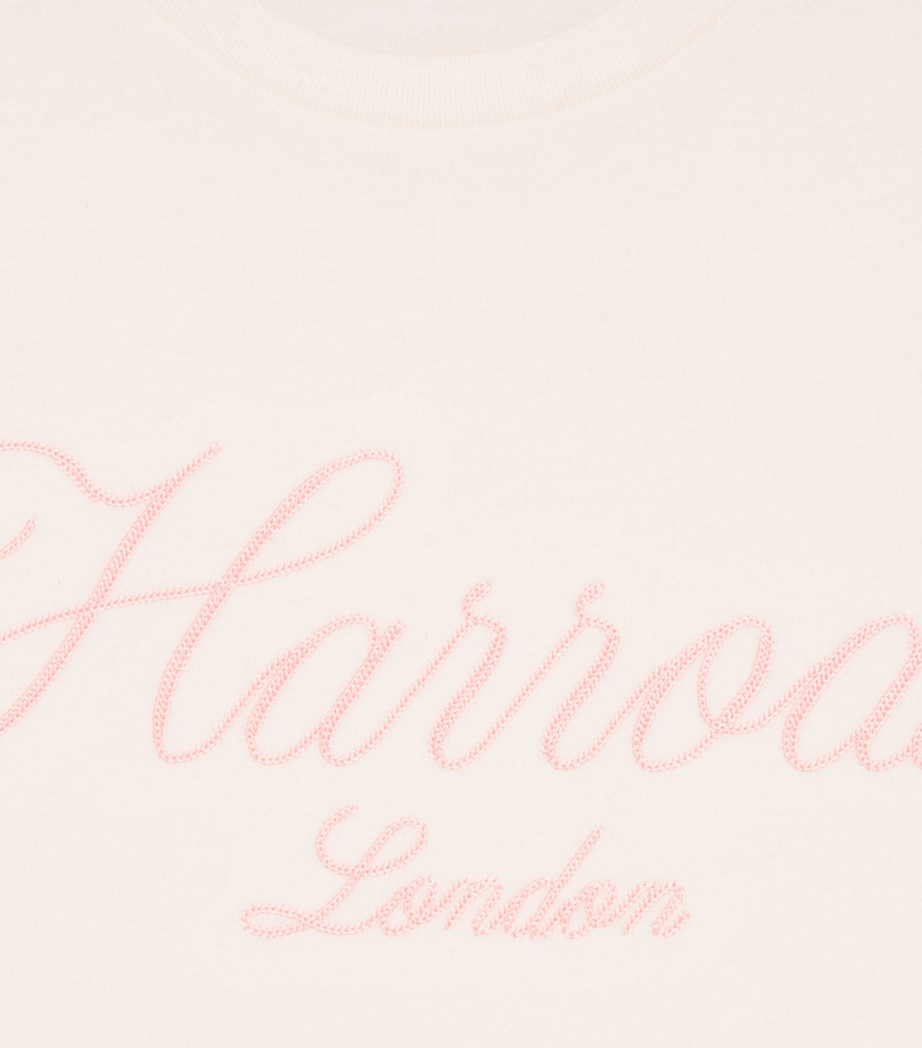 Harrods Cotton Jersey Embroidered T-Shirt Ivory Image 3