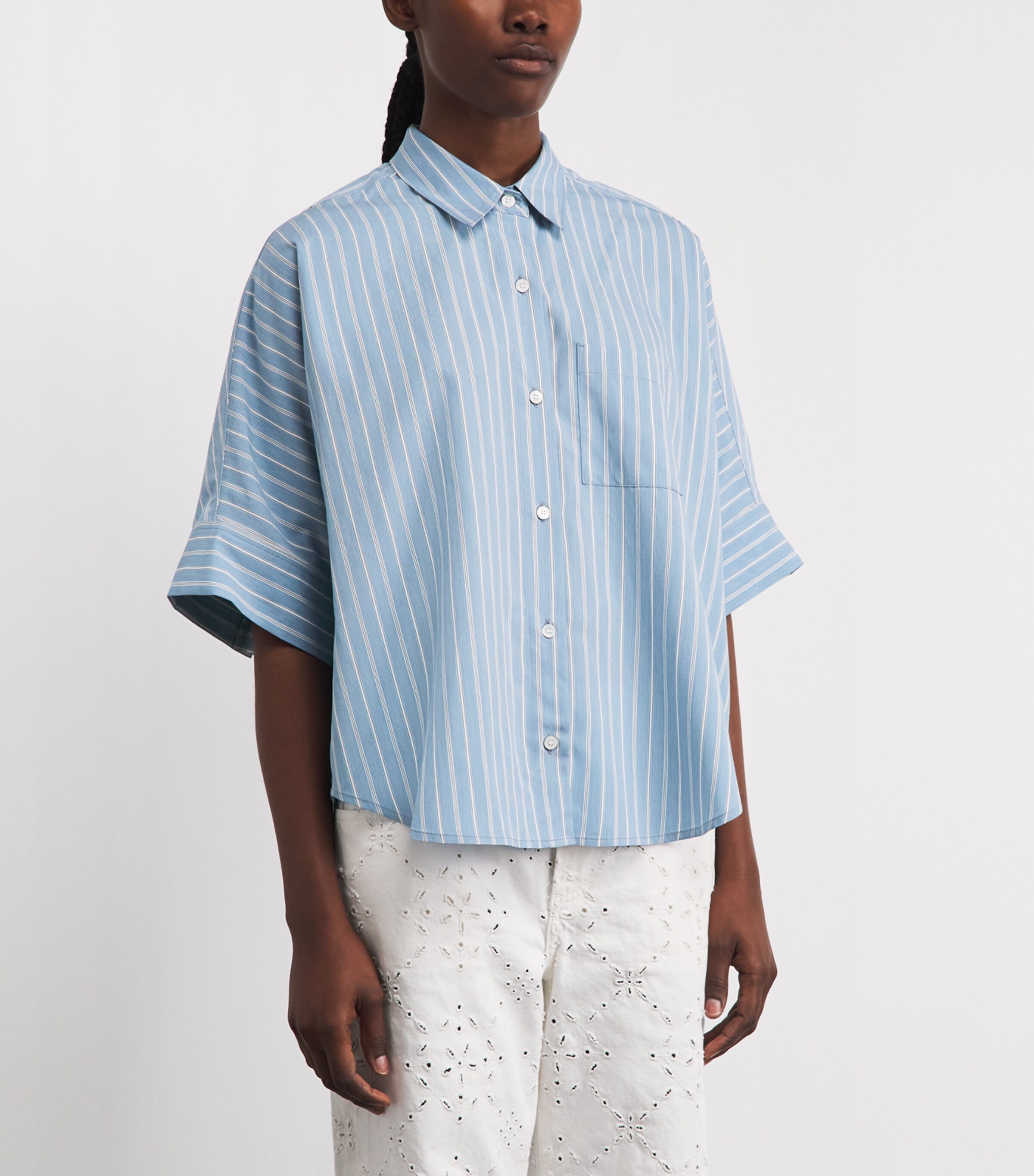 Citizens of Humanity Womens Stripe Claire Origami Shirt Capri Stripe Image 4
